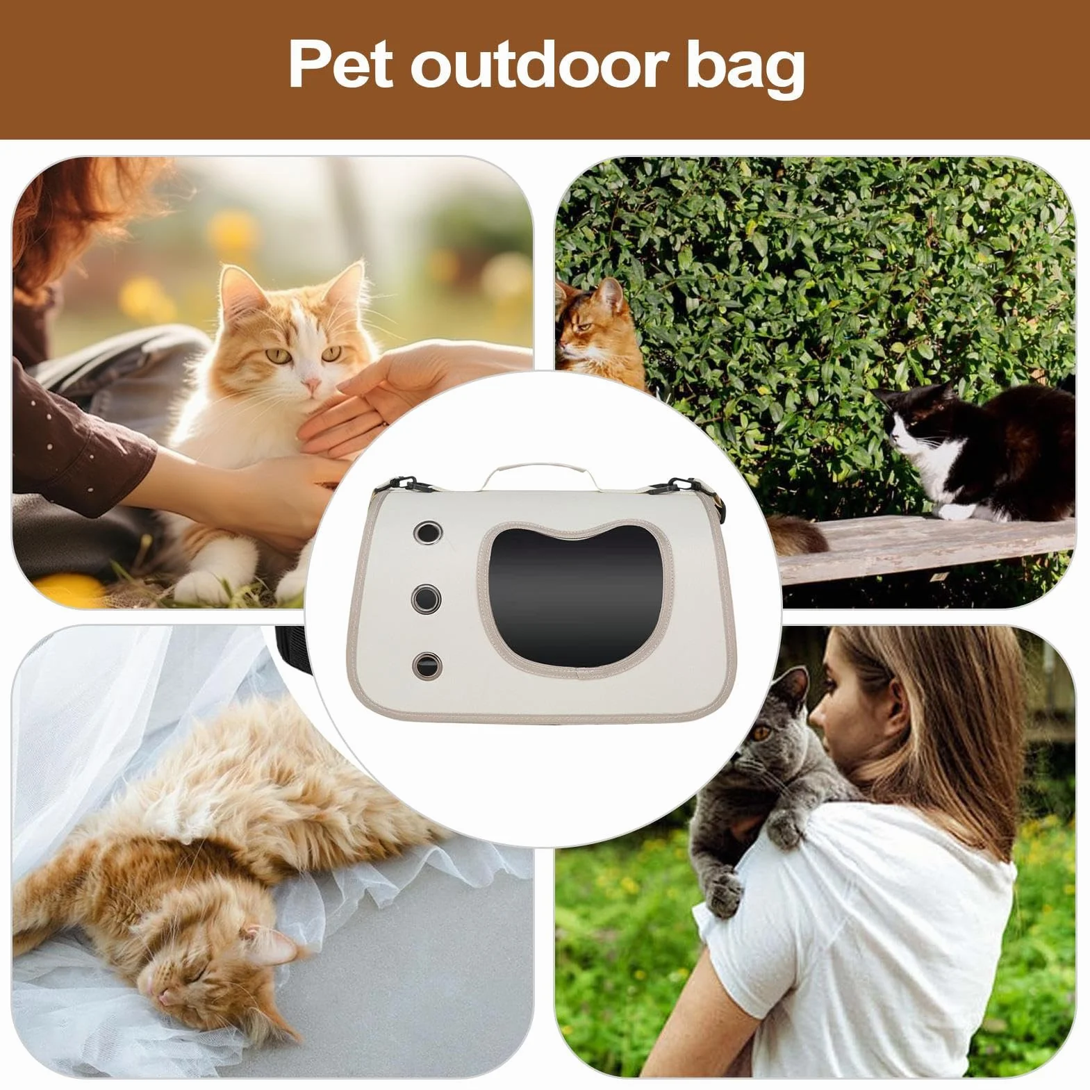 Borsa Trasportino Per Animali Domestici, Regolabile Sicuro Per Gatti, Trasporto Animali Portatile Soluzione per Passeggiate Picnic Campeggio
