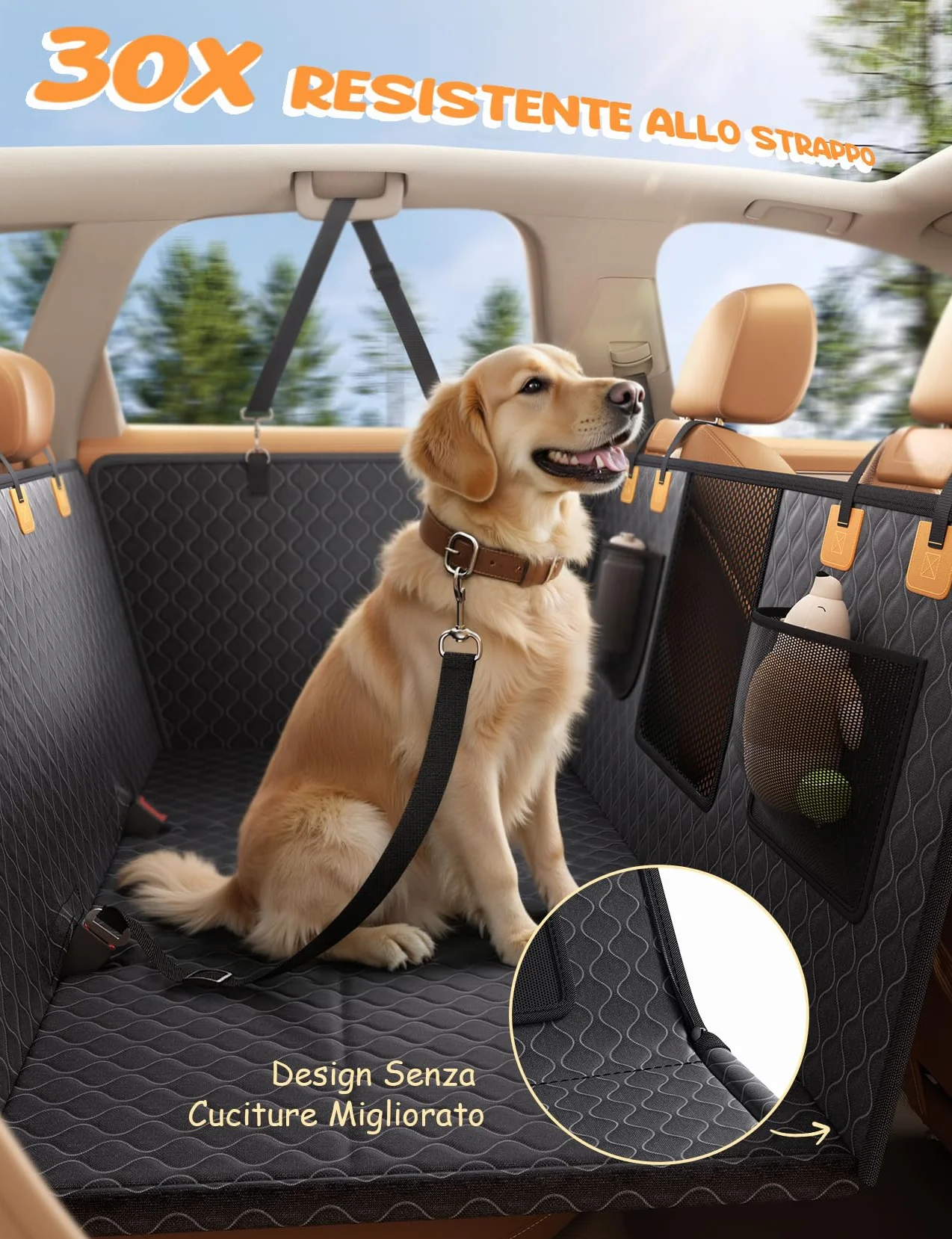 Lamicall Coprisedile per Auto per Cani Impermeabile Antiscivolo Antigraffio con Finestra Visibile Lavabile in Lavatrice per SUV e Piccoli Furgoni
