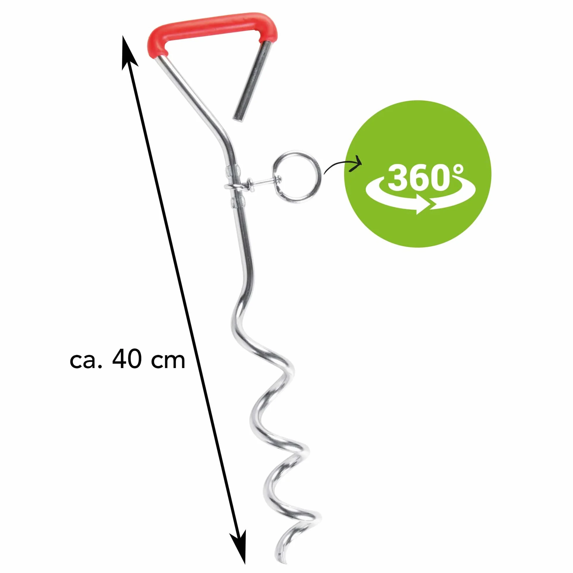Trixie, 2259, Picchetto a vite con testa a spirale, 40 cm/ø 9,0 mm , 1 pezzo