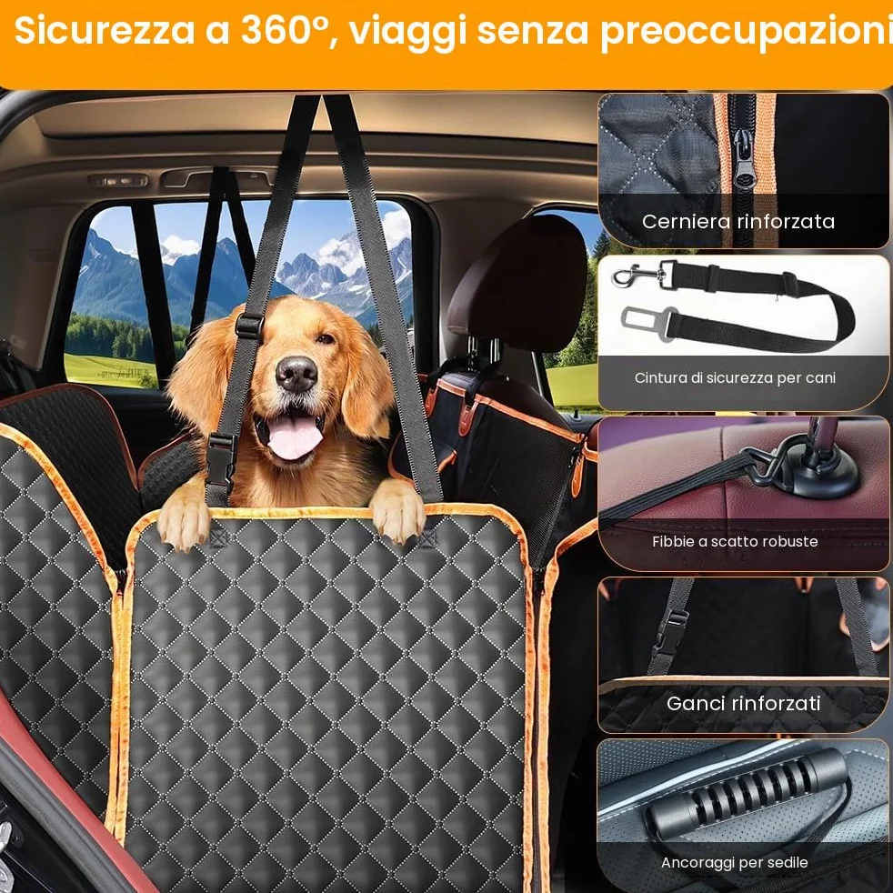 KYG Coprisedile Auto per Cani, Tessuto Morbido, con Cinturino di Sicurezza e Finestra in Rete, Coprisedile Posteriore Antiscivolo Antigraffio Impermeabile Protettivo Universale per SUV e Auto