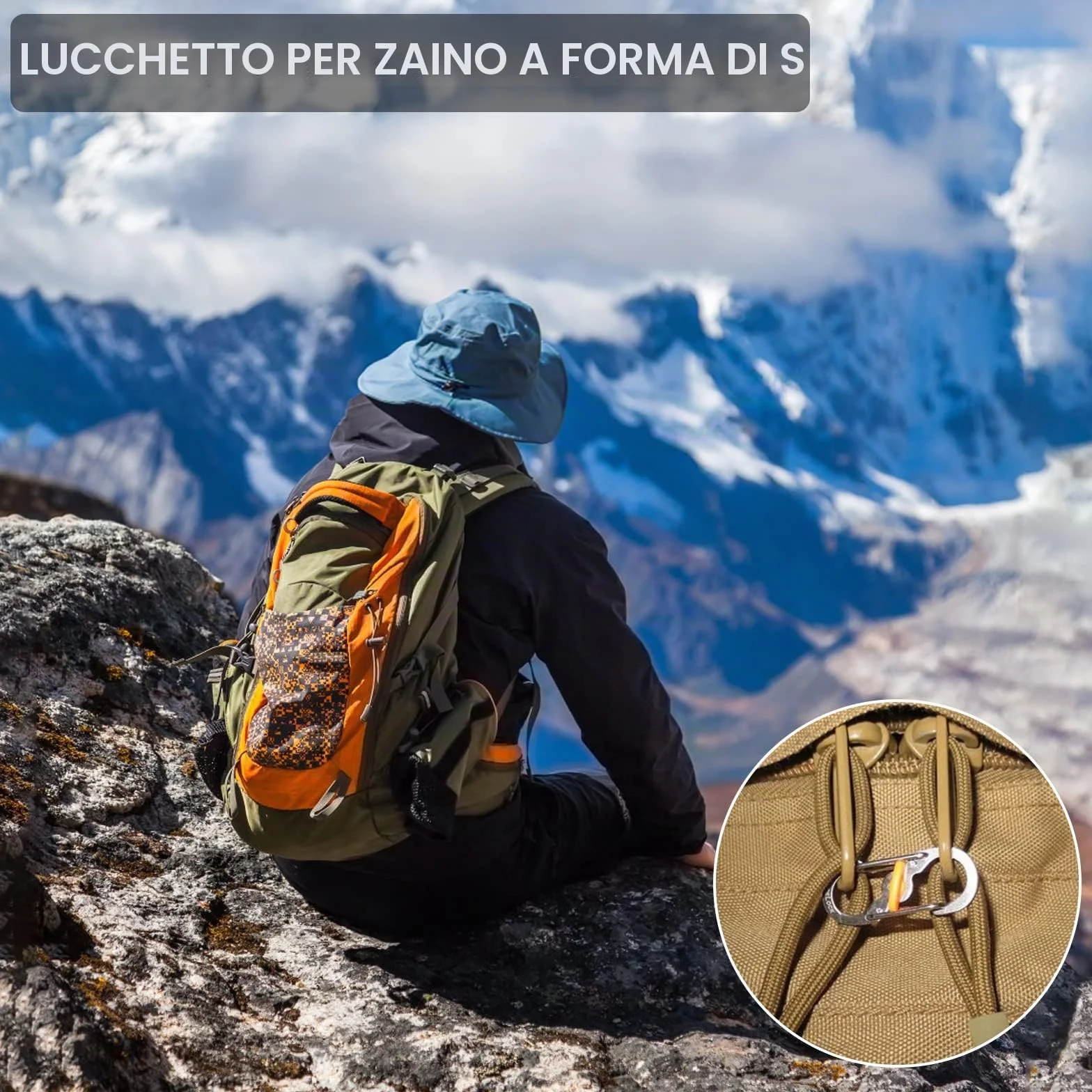 Mini Moschettone a Forma di S in Acciaio Inox 10 Pezzi per Attività All'aperto Campeggio Antifurto Portachiavi