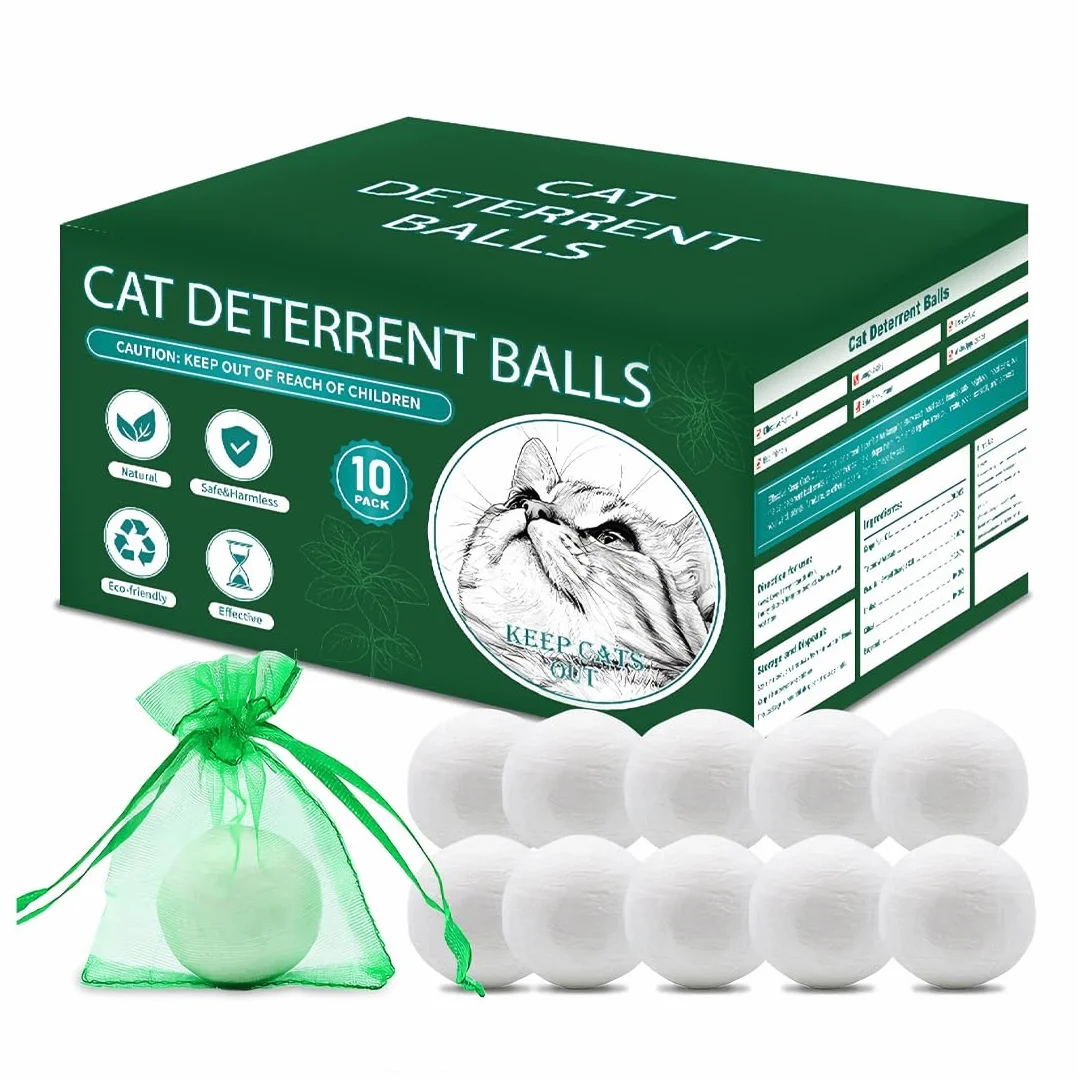 Palle Repellenti per Gatti – 12 Pezzi, Repellente Naturale con Fragranze di Menta e Citronella – Resistente alle Intemperie, Sicuro per gli Animali e Ecologico – Per Giardino, Terrazza Interno