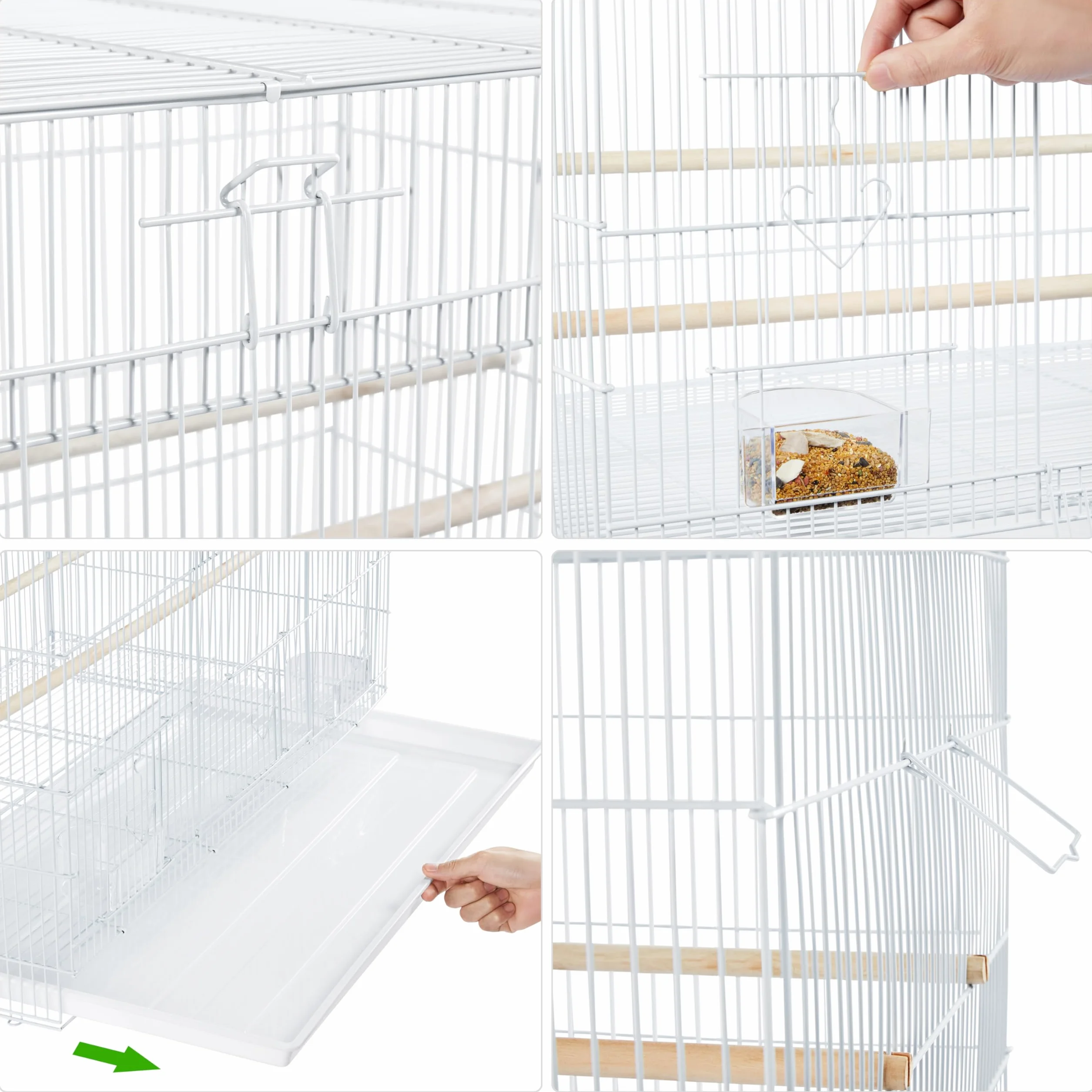 Yaheetech Gabbia Voliera per Uccelli Pappagalli Impilabile in Metallo 77,5 x 46,5 x 46 cm Bianca