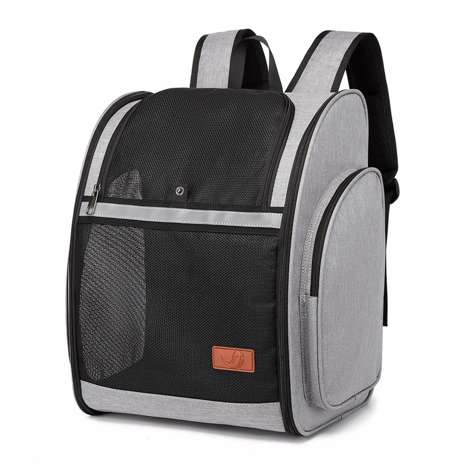 Zaino Trasportino per Gatto Cani: Piccoli Animali Domestico Cane e Grande Gatti 10 KG Borsa Portatile Traspirante Pieghevole con Cinturino di Sicurezza Interno per Viaggo Campeggio - Grigio