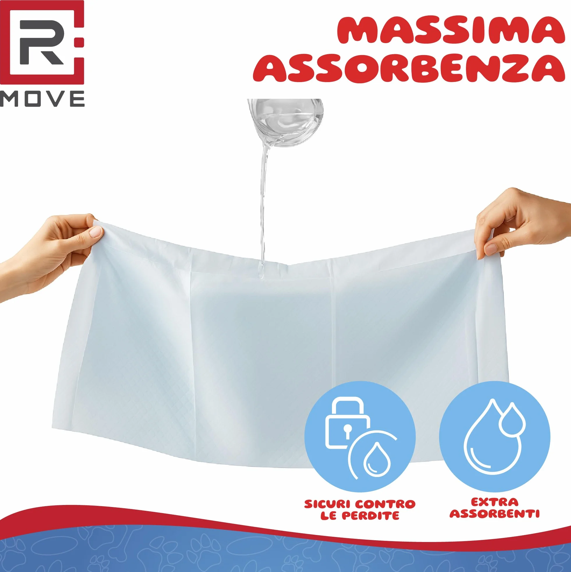R MOVE 100 Traversine Cani 60x60 con Adesivi - Tappetini Igienici Assorbenti per Cani, Traverse Cane EXTRA Assorbenti