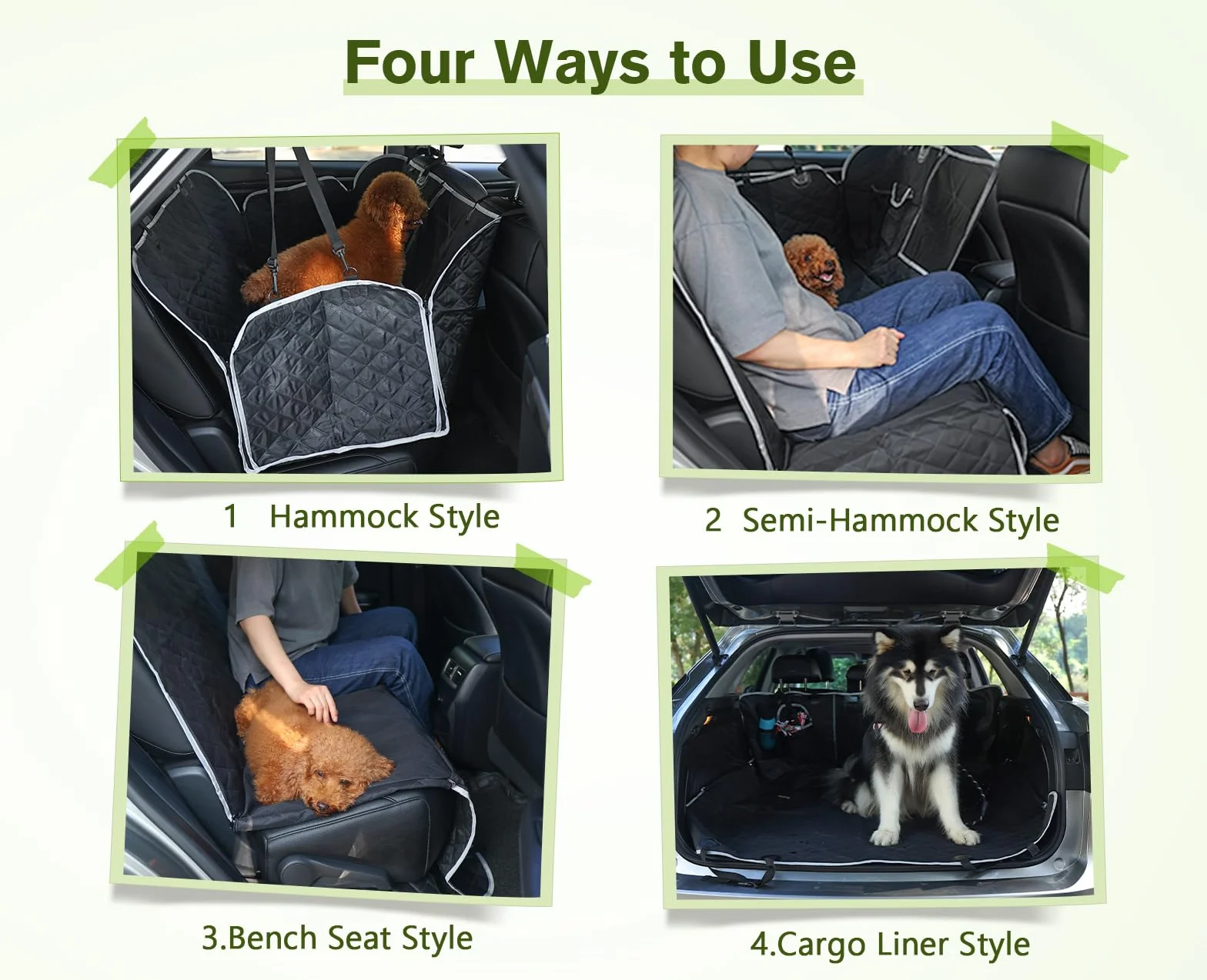 Pecute Coprisedile per Auto per Cani, Copri Bagagliaio Auto, Sedile Auto per Animali Domestici Impermeabile, Spesso Resistente con Rete di Prospettiva e Sacchetto