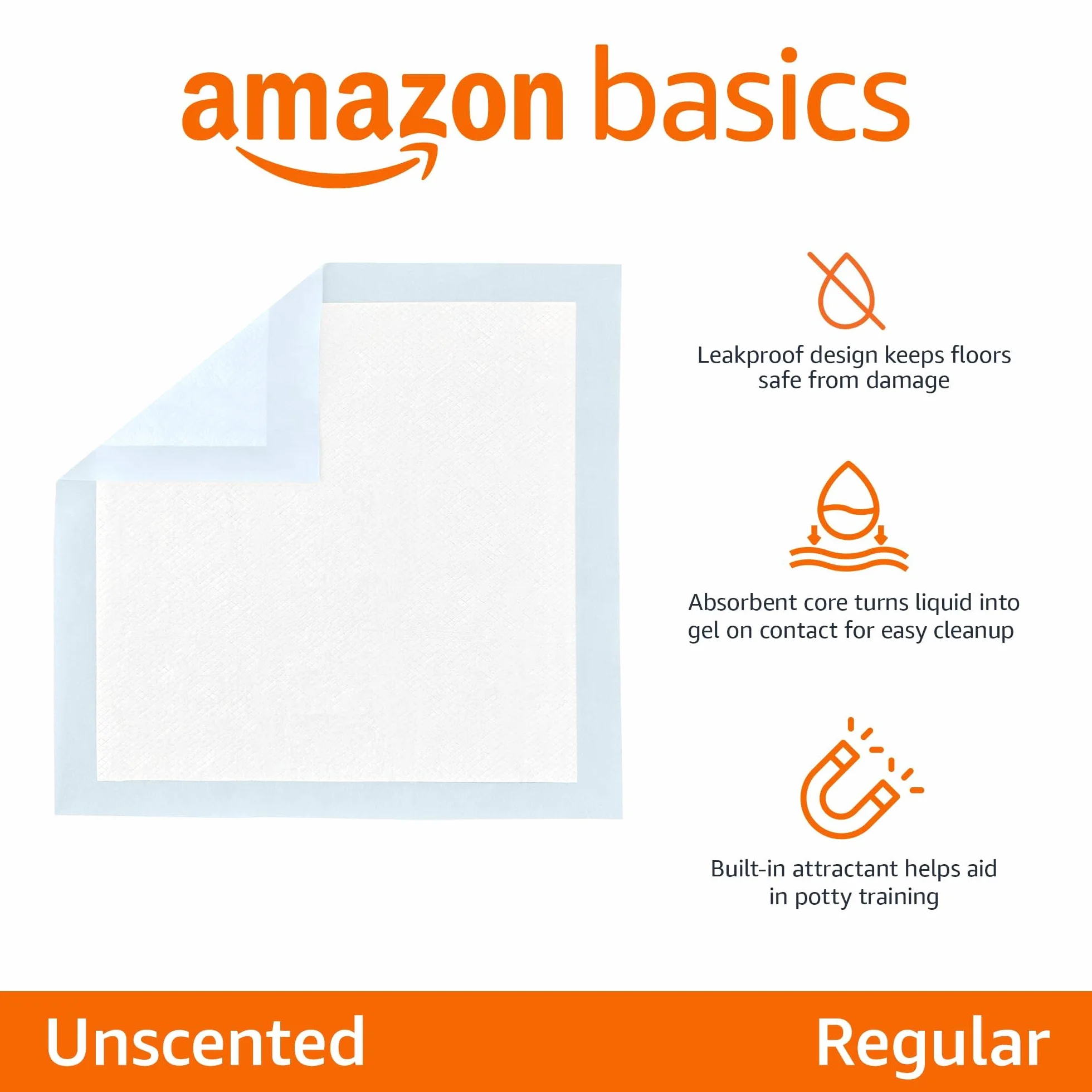 Amazon Basics Tappetini Addestramento Cani Cuccioli, 5 Strati Impermeabile Asciugatura Rapida, Standard 100 Pezzi, Blu Bianco
