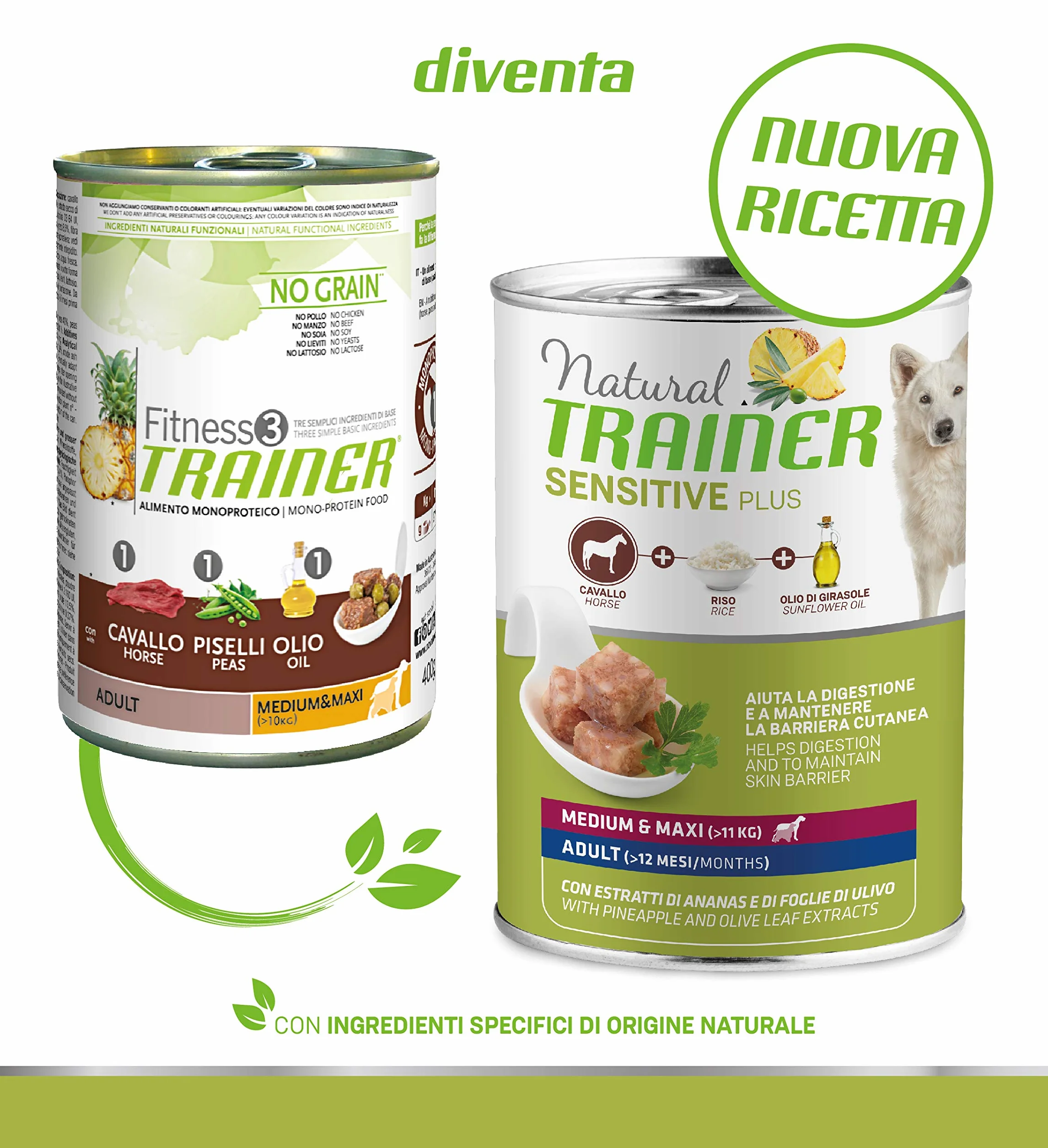 Natural Trainer Sensitive Plus Mangime umido per Cani Adulti con Cavallo - 12 x 400gr - 4,8kg