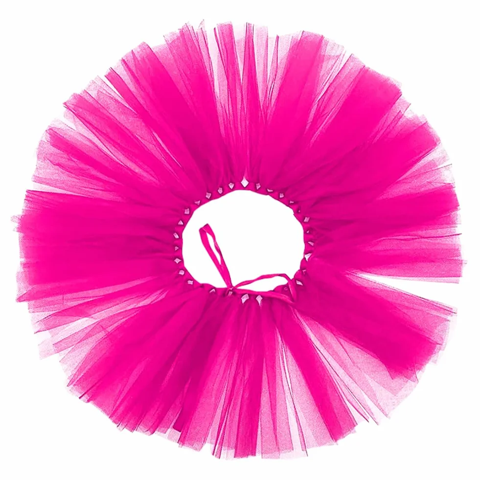 JIHUOO Gonna tutù in tulle rosa shocking per cani di piccola taglia, cucciolo, cinghia regolabile, estate, tinta unita, vacanza, lunghezza totale 95 cm, lunghezza gonna 16 cm, lavaggio a secco