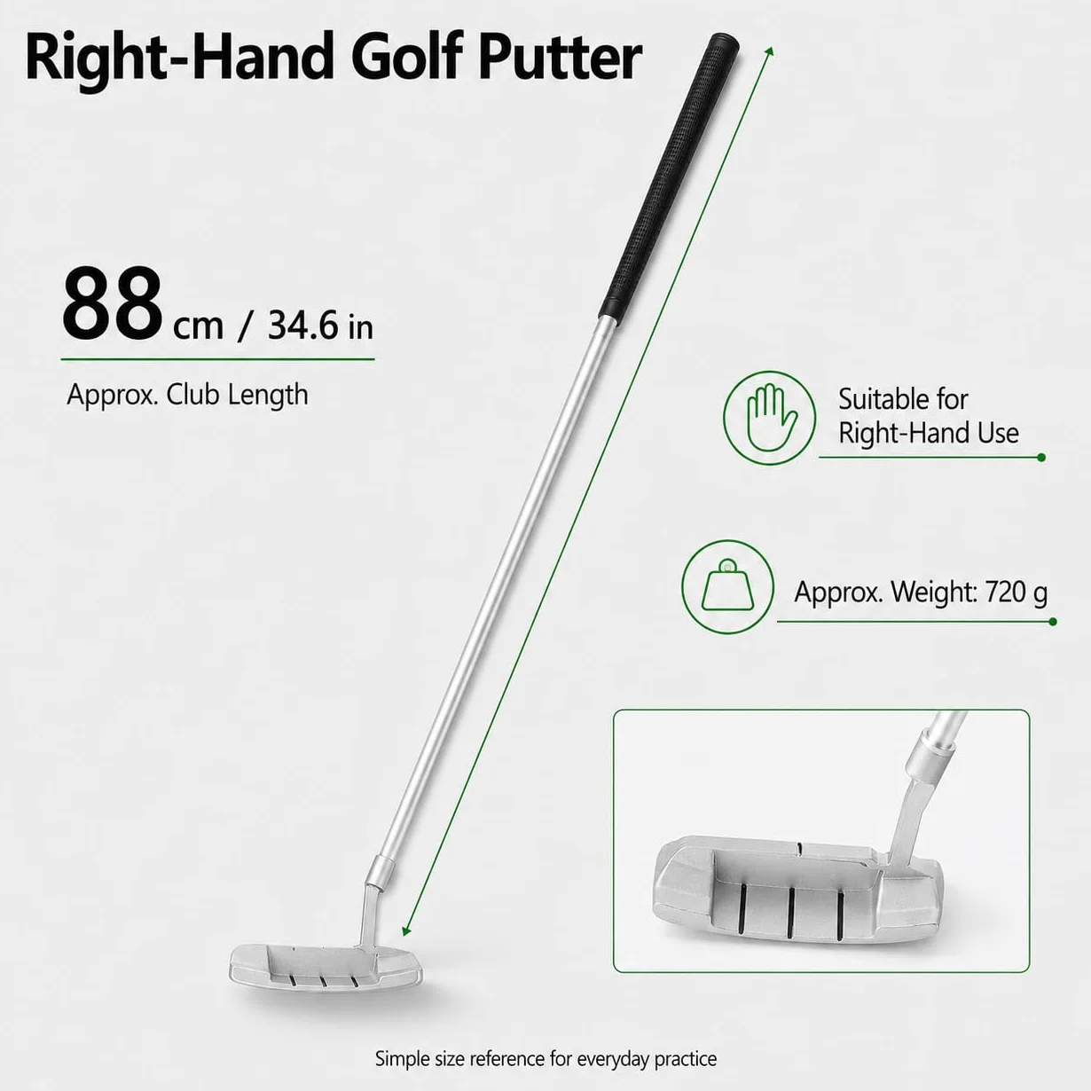 VOBOR Kit Golf Putter Portatili, Lega di Zinco, Indoor Practice Training Club con 2 Palline e Borsa, per gli Appassionati di Golf
