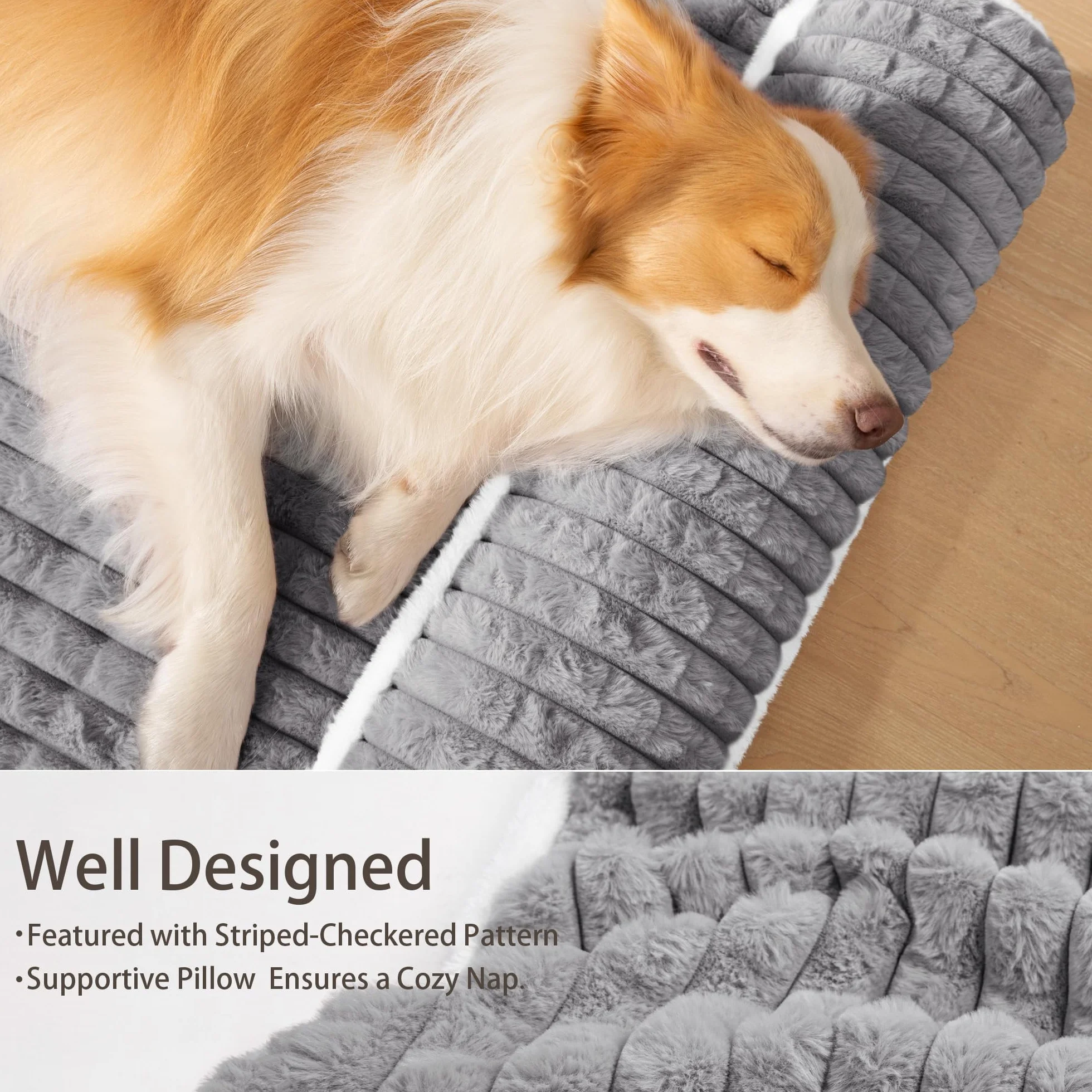 Letto ortopedico XL per cani di grandi dimensioni con cuscino 122 x 76 cm, impermeabile, morbido e confortevole, in schiuma, con rivestimento rimovibile lavabile e fondo antiscivolo, grigio