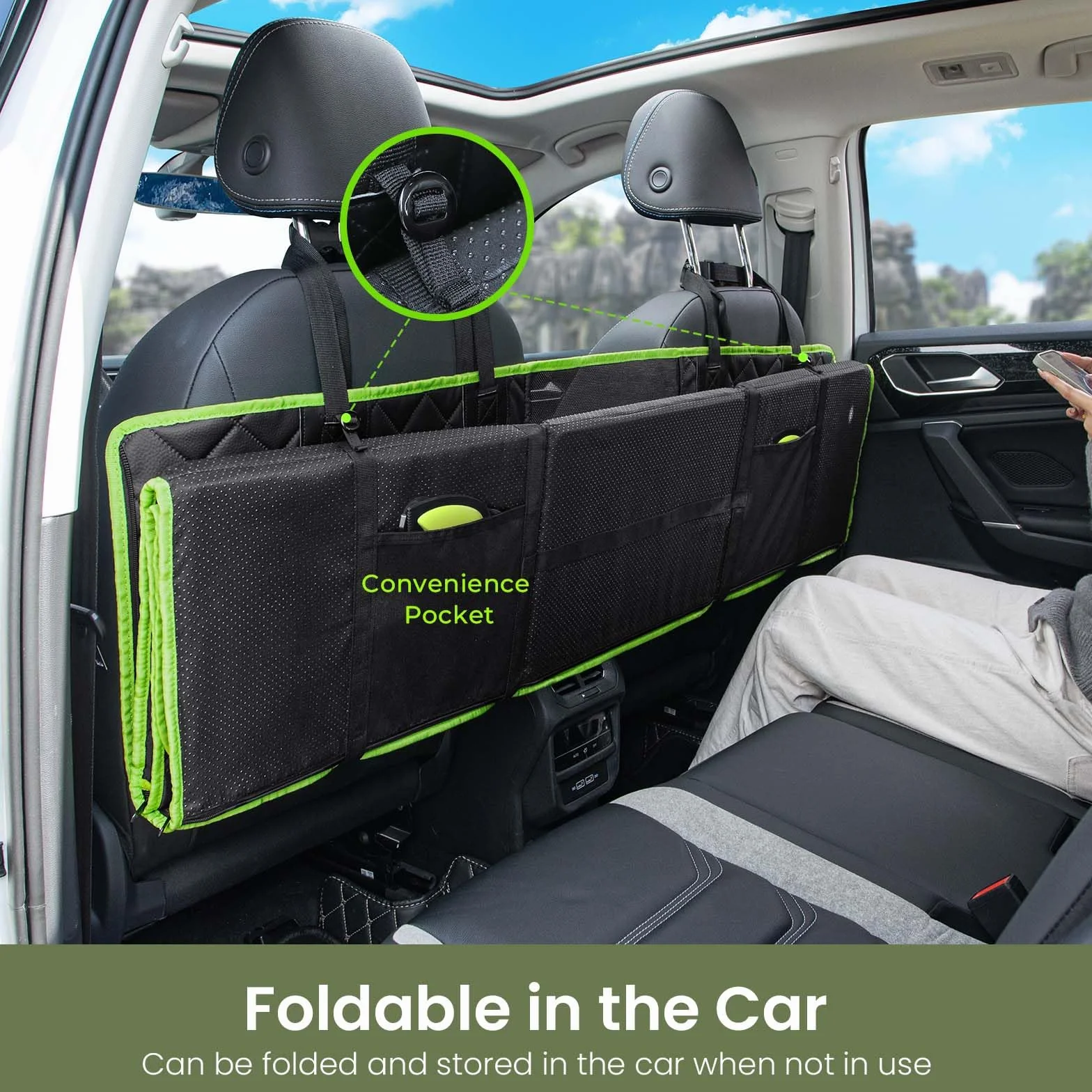 Pecute Coprisedile Auto per Cani con Fondo Duro,2025 Aggiornato Materia, 3-in-1 Auto Telo & Estensore & Barrier, Impermeabile Antigraffio, Texture Divano, Fino a 150 kg