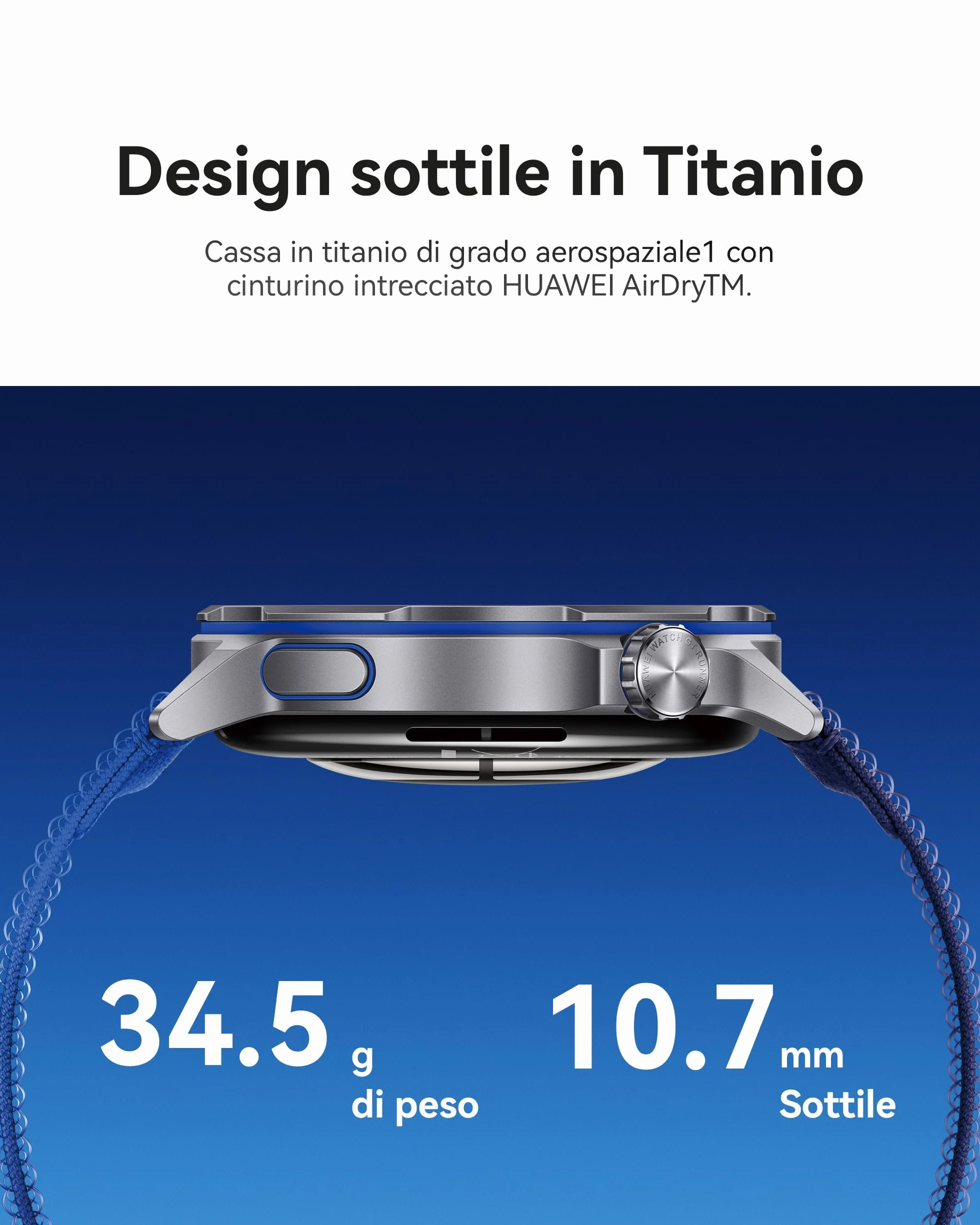 HUAWEI WATCH GT Runner 2 Smartwatch per Uomo, fino a 14 Giorni, Modalità Maratona, Monitoraggio della Salute, HRV, ECG, SpO2, Monitoraggio del Sonno, GPS, Pagamenti NFC, iOS e Android, Blu