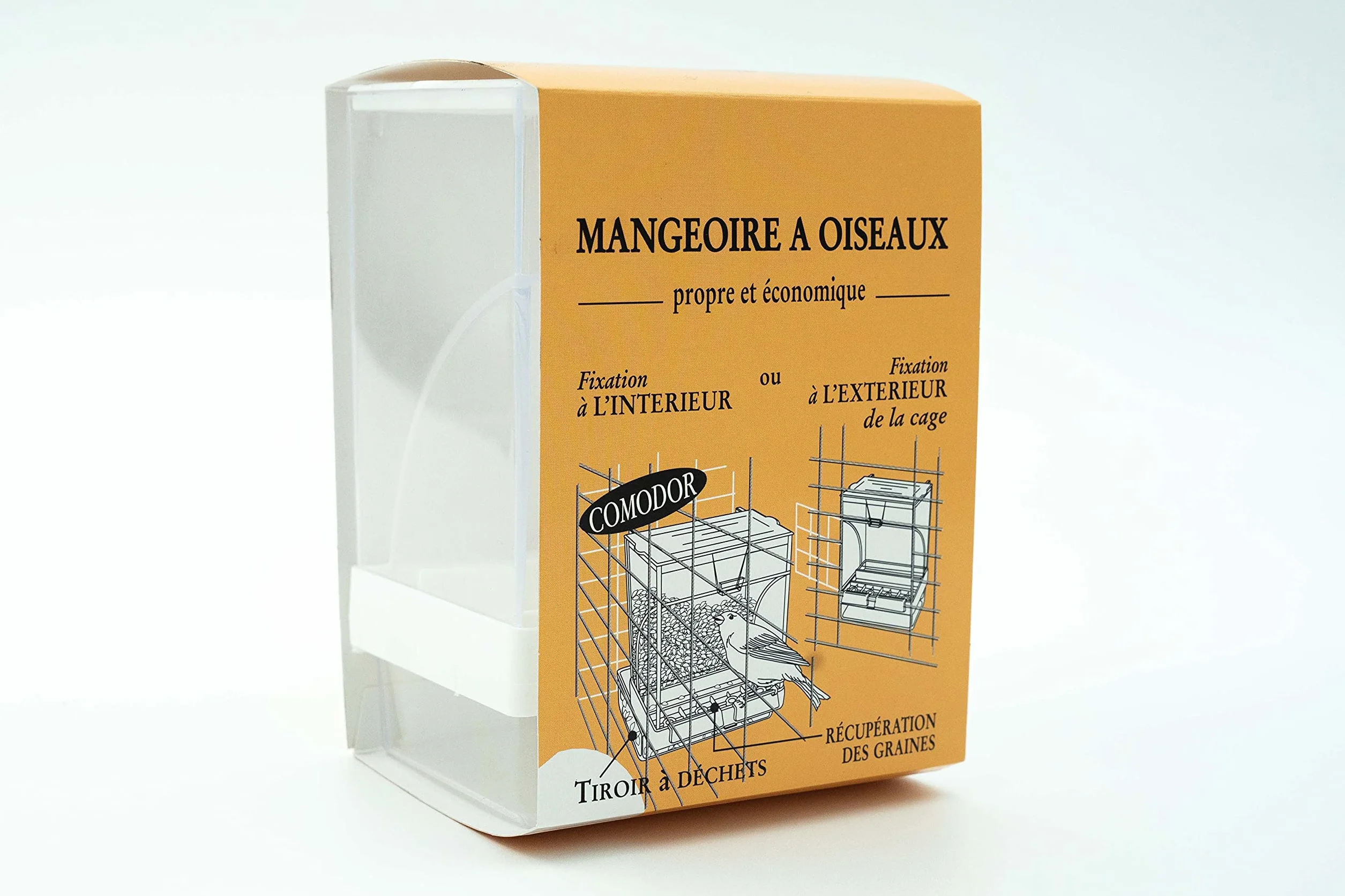 Tyrol - Mangiatoia per uccelli anti-spreco 10.5x8.2x14.5cm - Mangiatoia con cassettina per recuperare i semi e cassetto per rifiuti - Adatta a gabbia per uccelli, si fissa all'interno o all'esterno