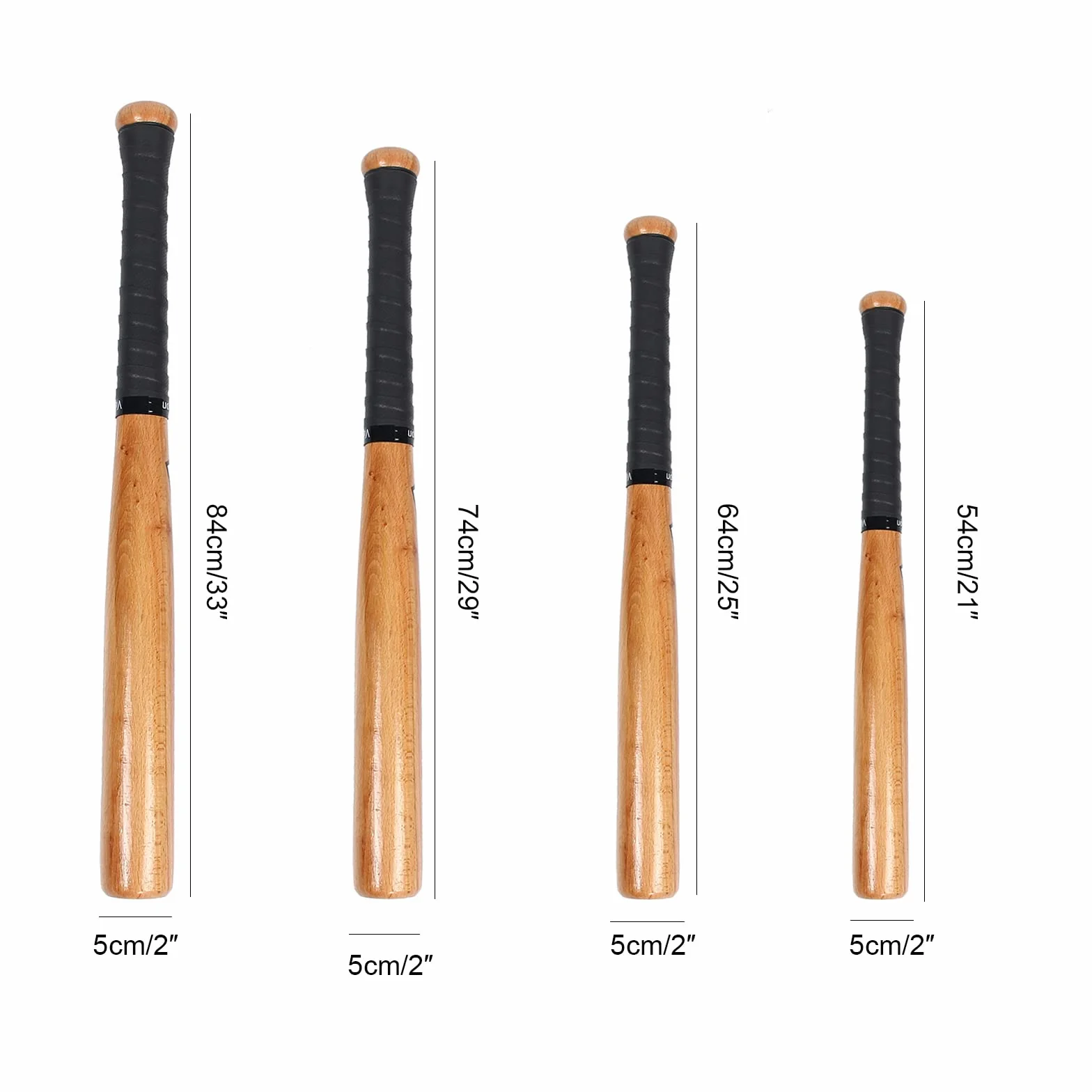 Mazza da baseball in legno 54 cm 64 cm 74 cm 84 cm antiscivolo