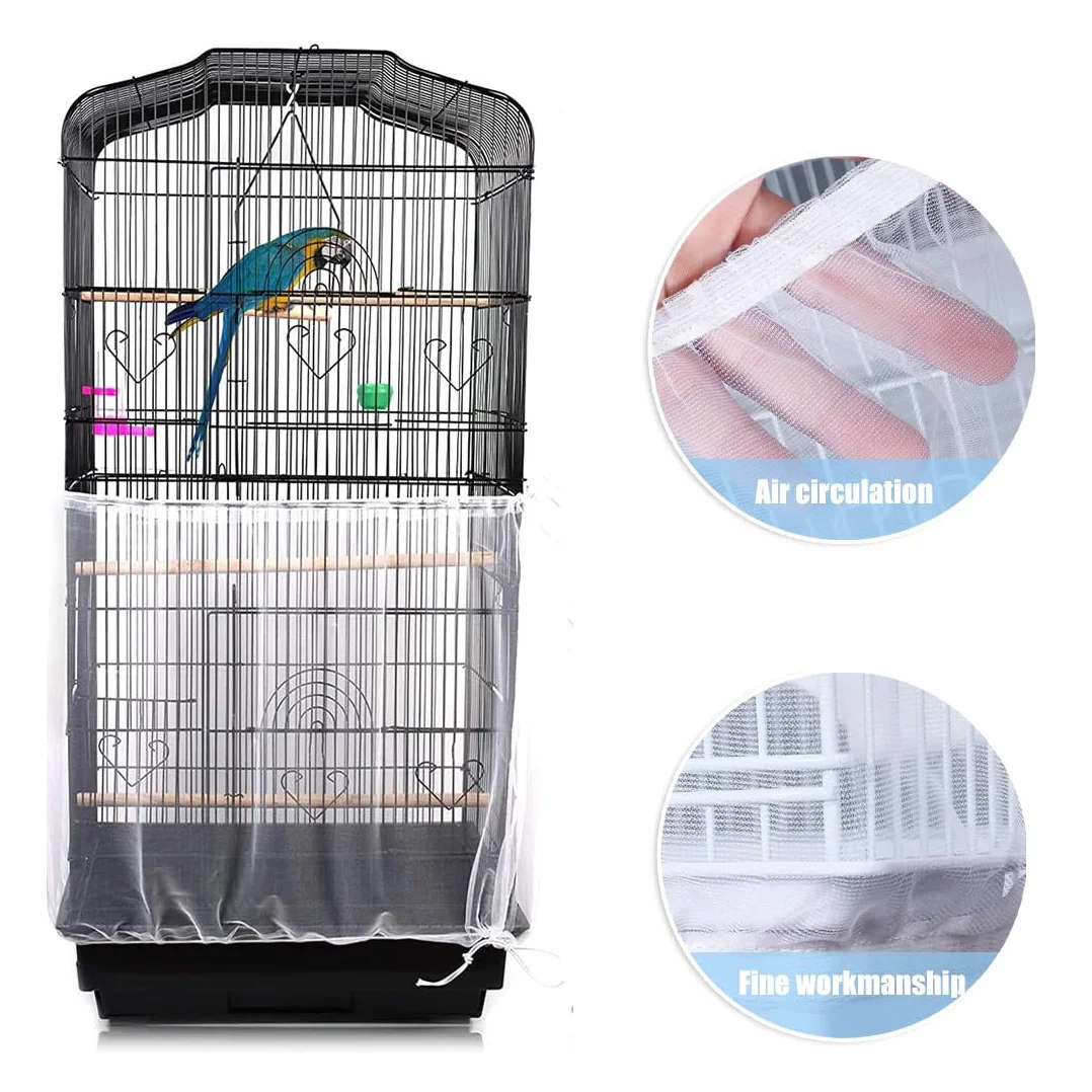 WeddHuis Copertura in Rete di Nylon per Gabbia per Uccelli, Raccogli Semi per Gabbia, Rete Protettiva per Gabbia (Adatta per Gabbie con Circonferenza di 150-180cm)