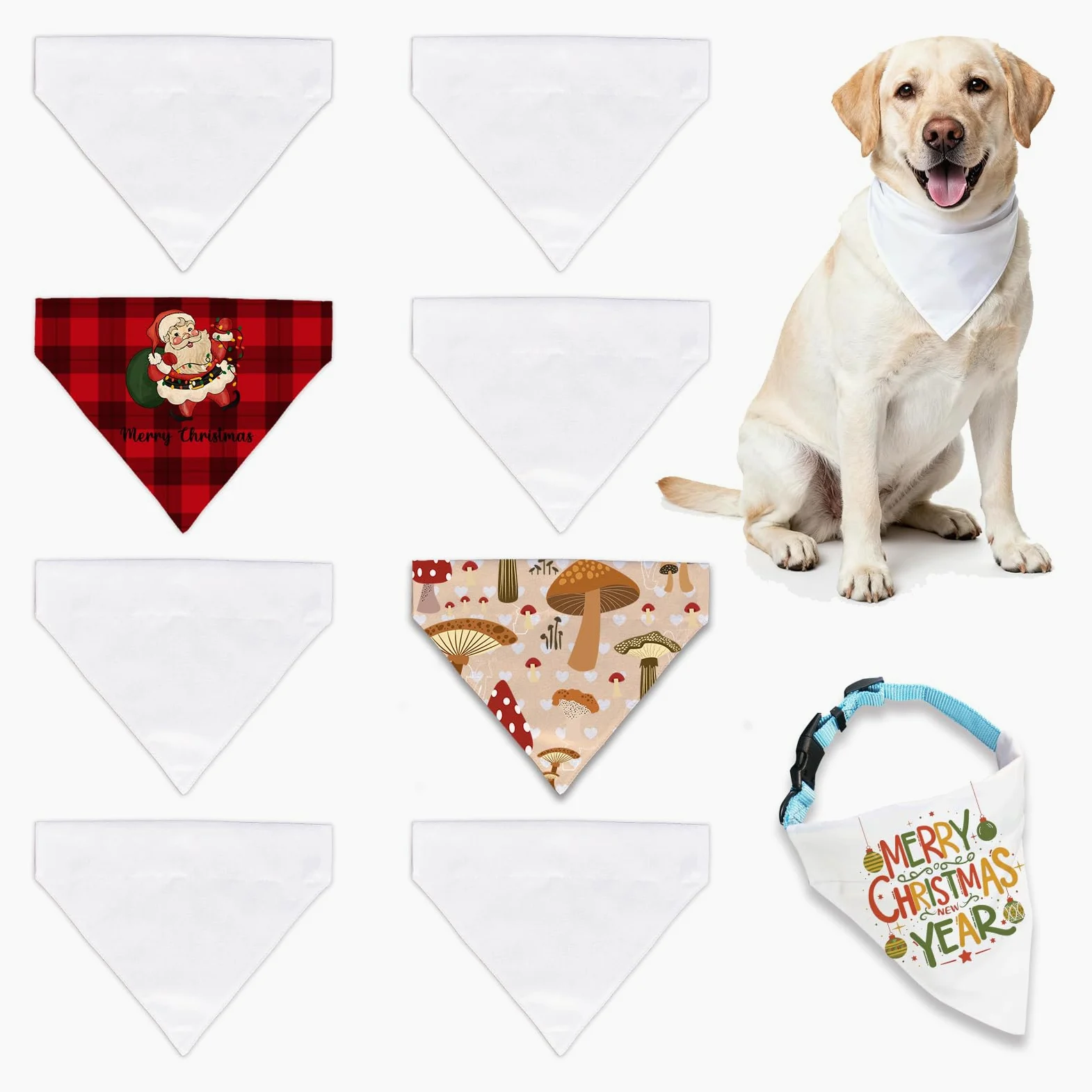 Confezione da 8 bandane spesse per cani a sublimazione vuote sopra il collare, collare per animali domestici, bandana bianca in poliestere fai da te per cani e gatti, extra piccole, piccole,