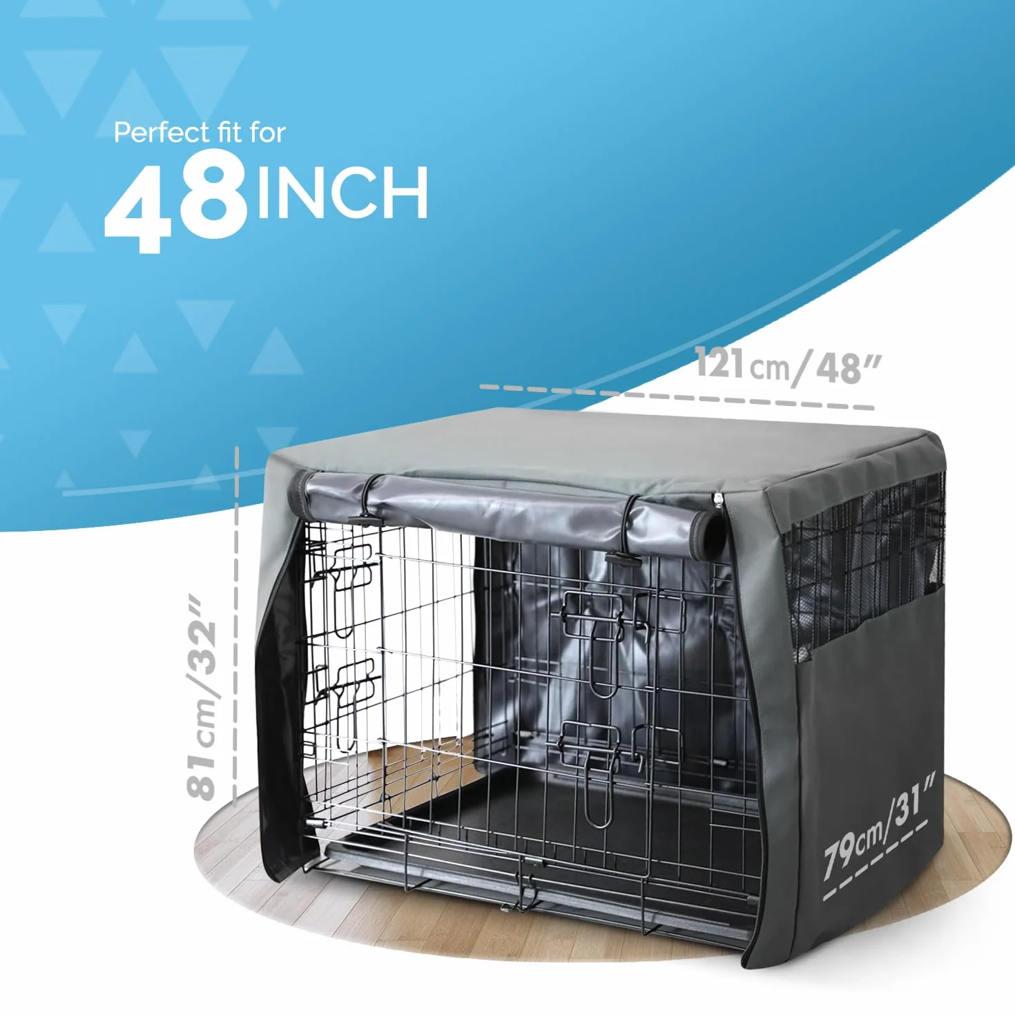 FurDreams Copertura antivento per gabbia cani 122 cm 2 porte anteriore laterale rete traspirante XXL