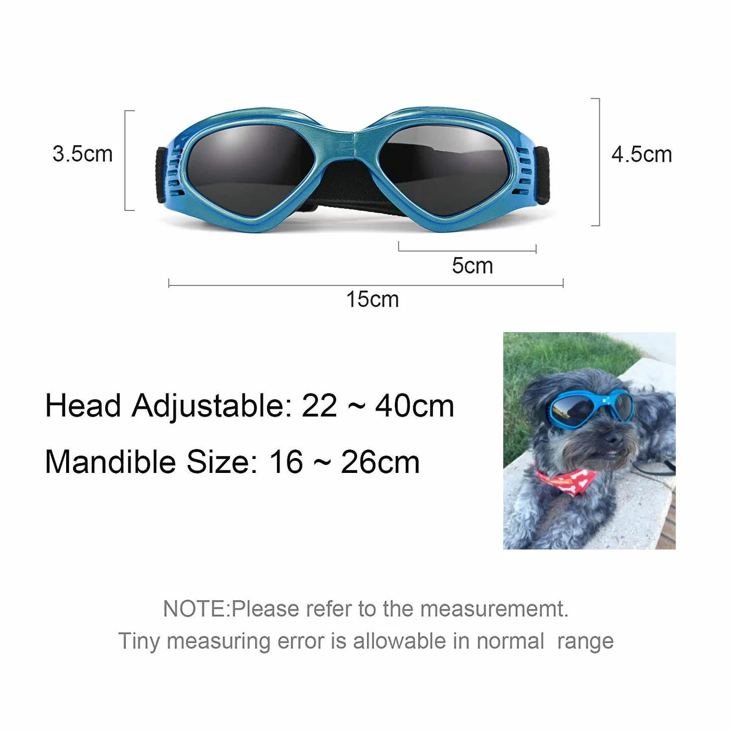 Occhiali da Sole e protettivi per cani di piccoli taglia, anti UV, impermeabili, Pieghevole Pet Dog Occhiali (Blu)