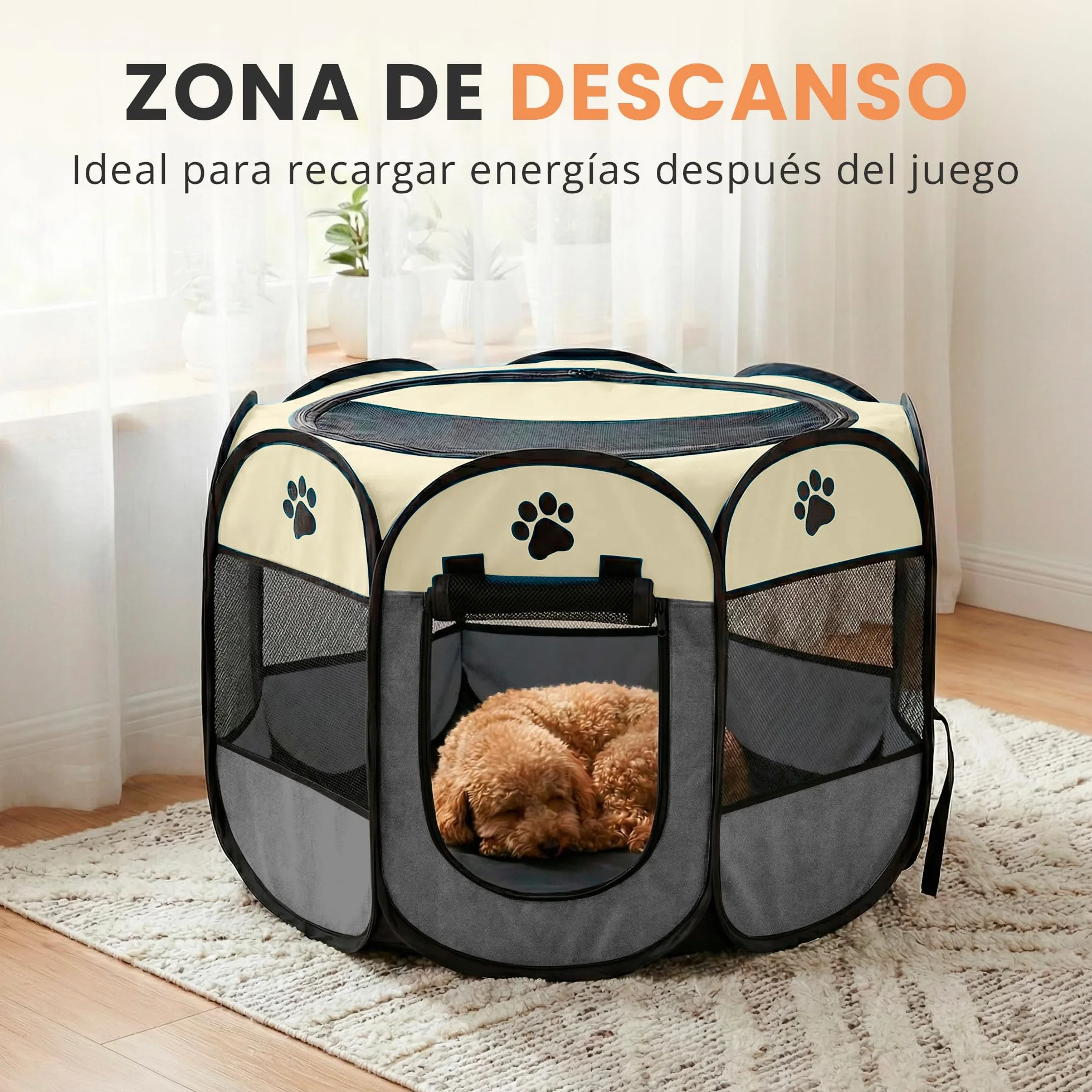 JUPPLIES Recinto Pieghevole per Cani e Gatti Box Portatile in Tessuto Oxford Impermeabile 73x73x43cm