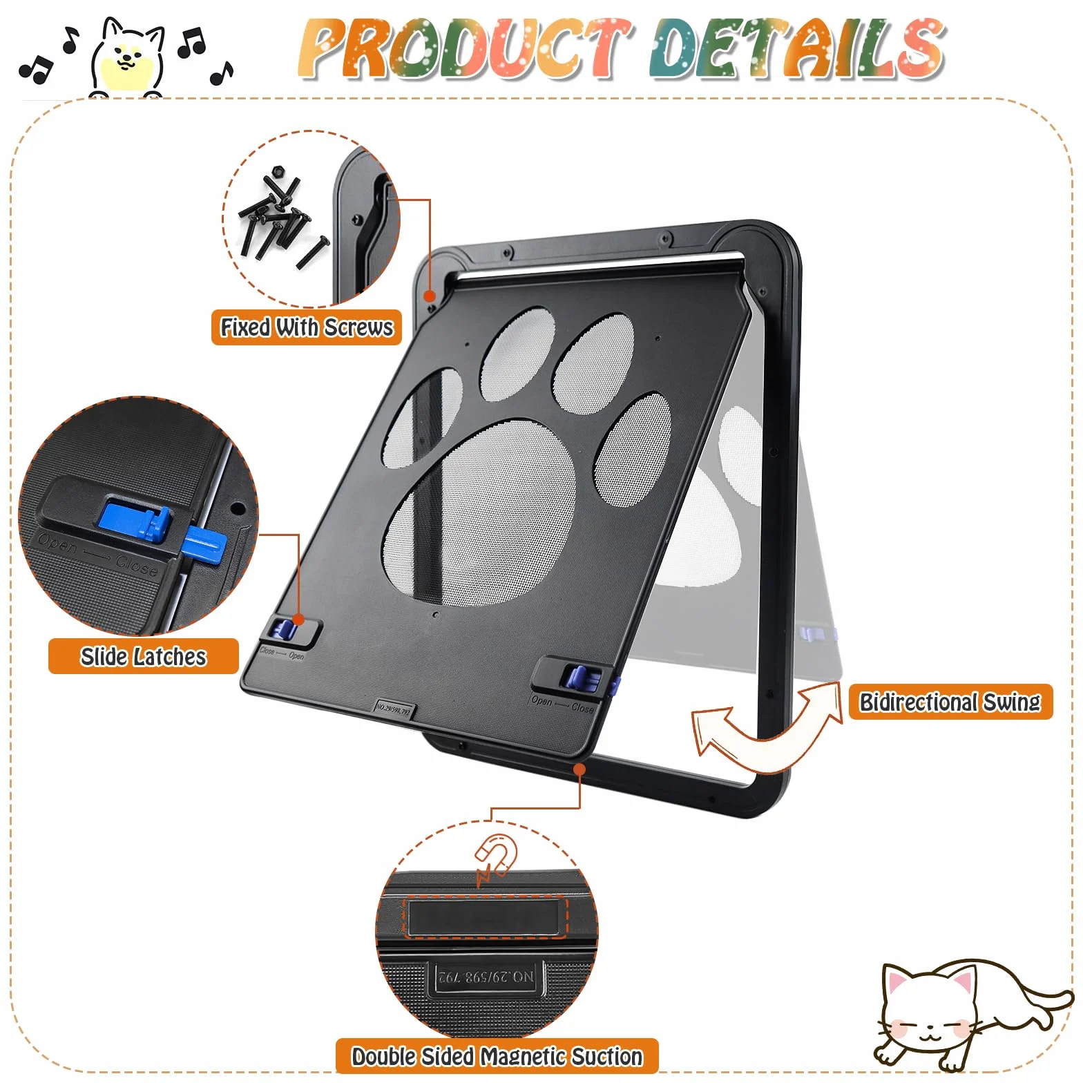 Gattaiola Porta per Gatti 24 x 29 cm Sportello Basculante per Gatto Piccolo Cane