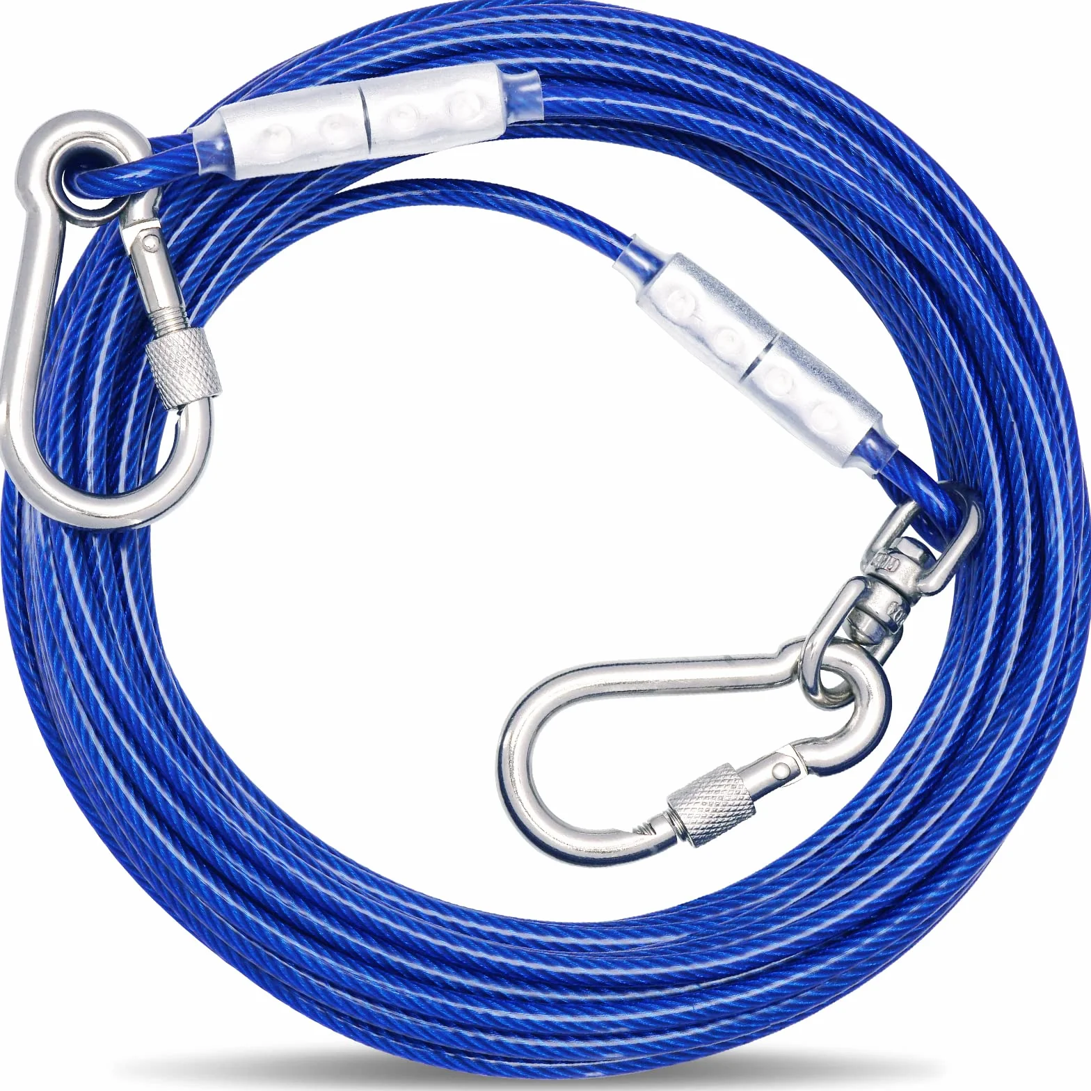 Tie-Out guinzaglio per cani, 3/6/9/15 m, per il cortile, guinzaglio per cani (blu, 15 m