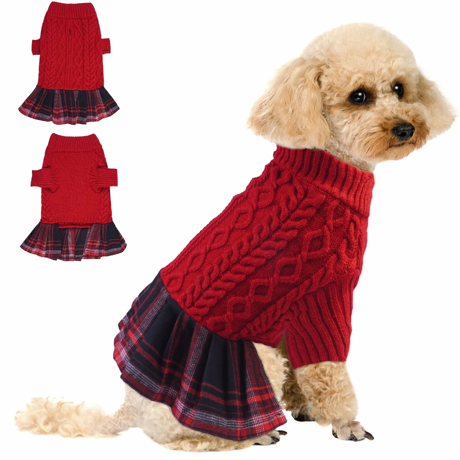 Maglione Invernale per Cani, Pullover Invernale Cani Vestito Caldo Rosa Spesso Maglione di Natale Abbigliamento Invernale Cani(Rosso, M)