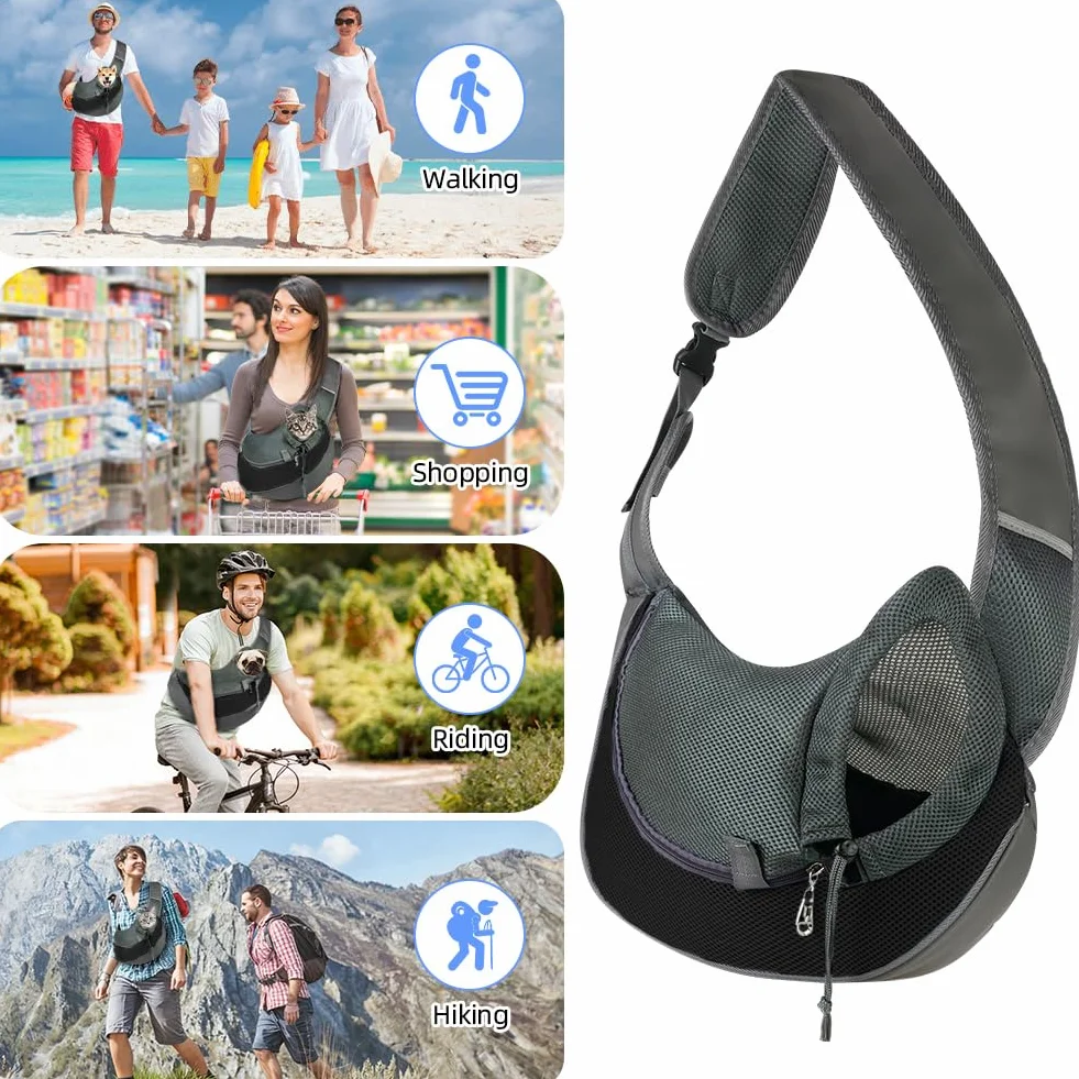 AUYAO Borsa da Viaggio per Cani, Regolabile Borsa da Trasporto per Cani Piccoli, Trasportino da Passeggio per Cane, con Tasche, Marsupio per Cane/Gatto Fino a 5 kg, per Passeggiata e all'Aria Aperta