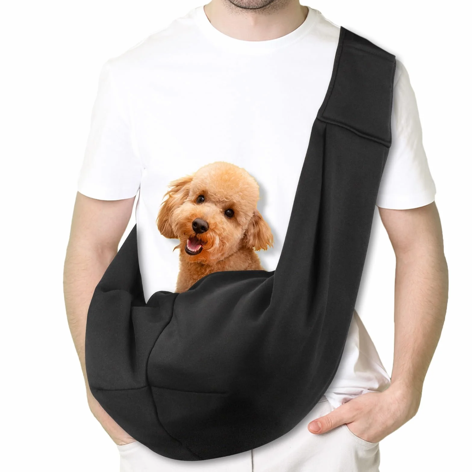 Coolzon Borsa da Viaggio per Cani Trasportino da Passeggio, Borsa per Cani Piccola Taglia Borsa Trasportino Cane Gatti Tracolla Regolabile Traspirante Marsupio per Animali （Nero）
