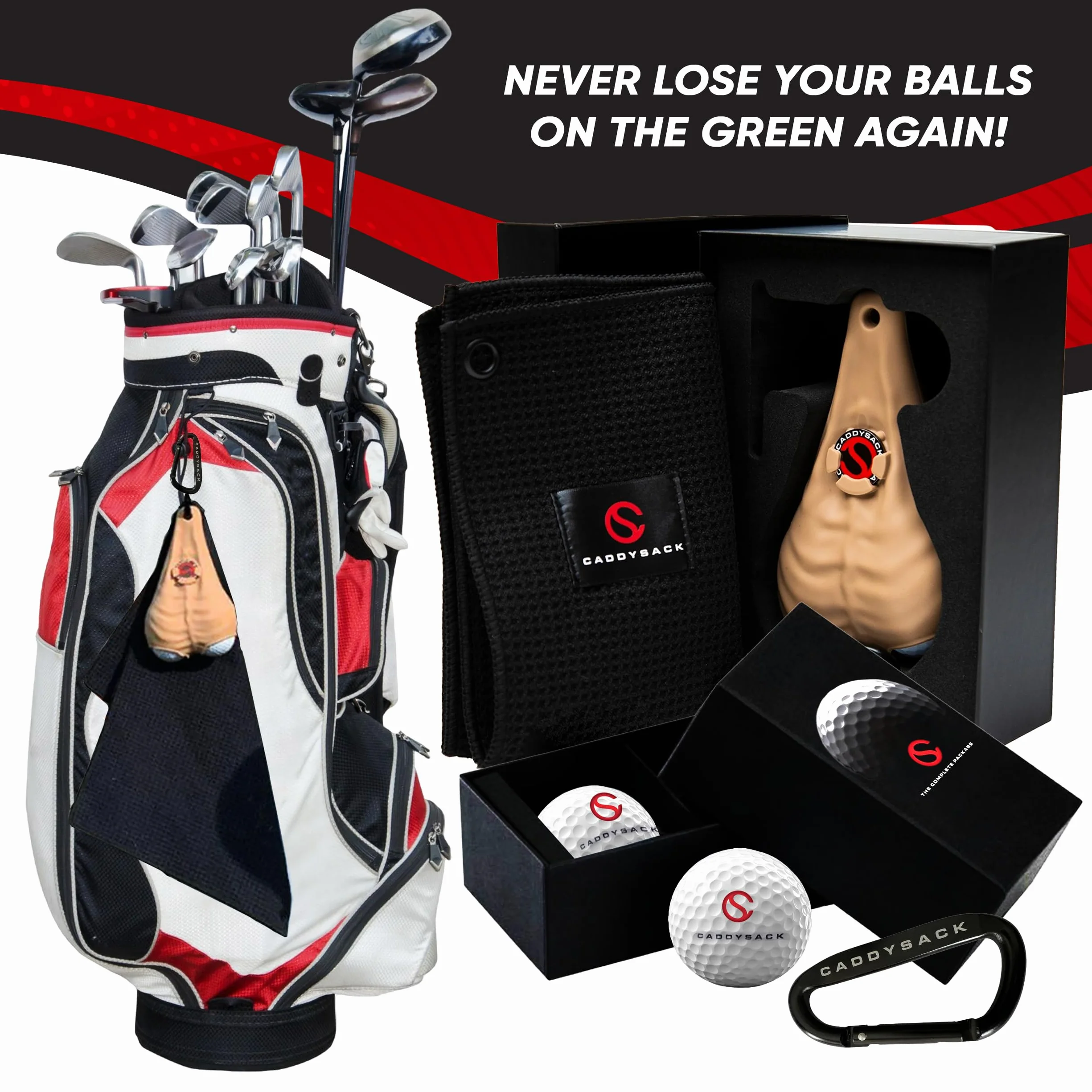 CADDYSACK Ball Holder and Gift Set, Supporto per Palline da Golf, Beige