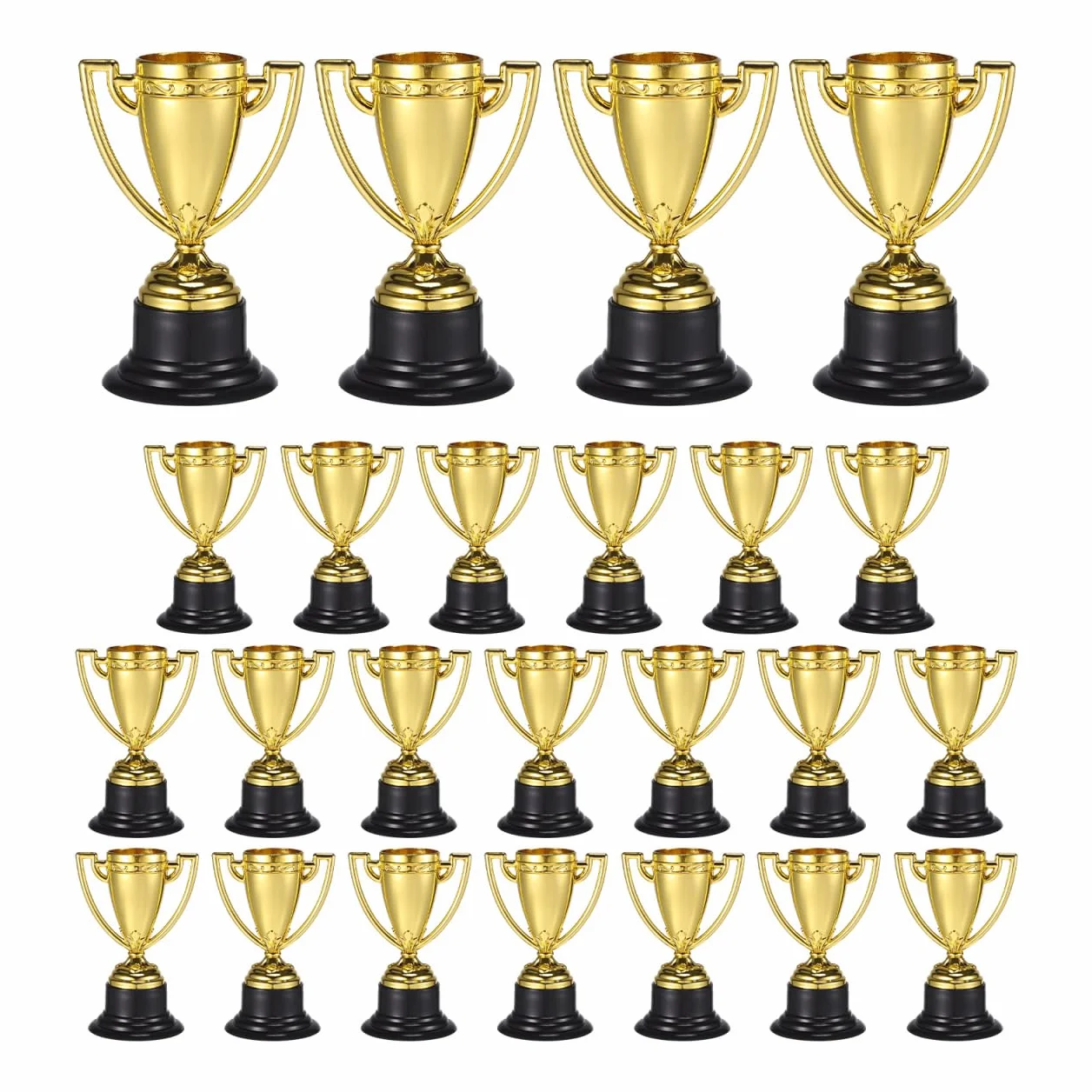 TOYANDONA Confezione da 24 mini trofei per bambini, premi Gold Award per bomboniere, premi per la partecipazione per bambini bomboniere, oggetti di scena, premi, premi vincitori, concorsi