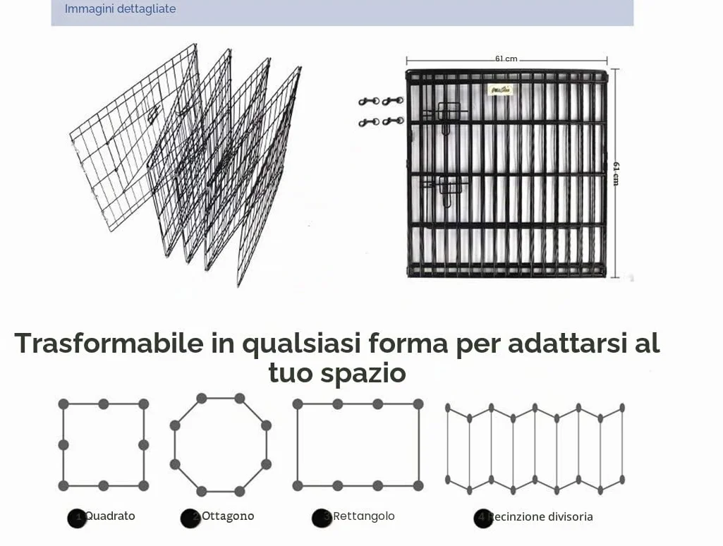 Box a 8 pannelli per cani, cuccioli, gatti e conigli, pieghevole, ideale per interni ed esterni, box per cuccioli (piccolo, 8 pannelli, porta Lge, nero)