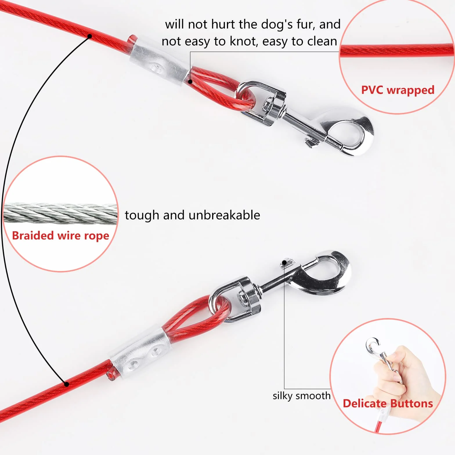 EFUTURETIME Picchetto a Spirale per Guinzaglio del Cane in Acciaio Inossidabile 9m, può Essere Ruotato di 360° Senza Incepparsi, Fascetta per Cani per Cortili, Campeggi, Parchi
