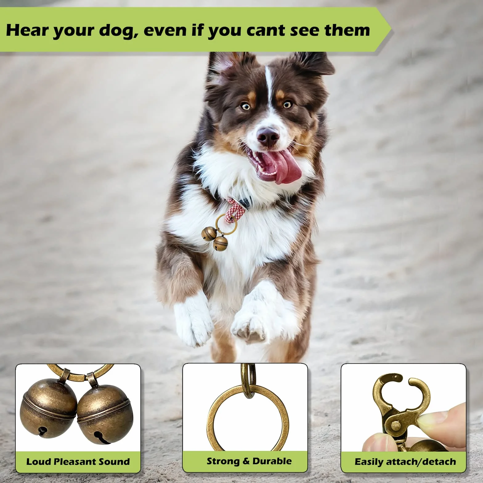 Cat & Dog Collar Bell Pack of 2 Extra Loud Iron Split Ring Lobster Clip