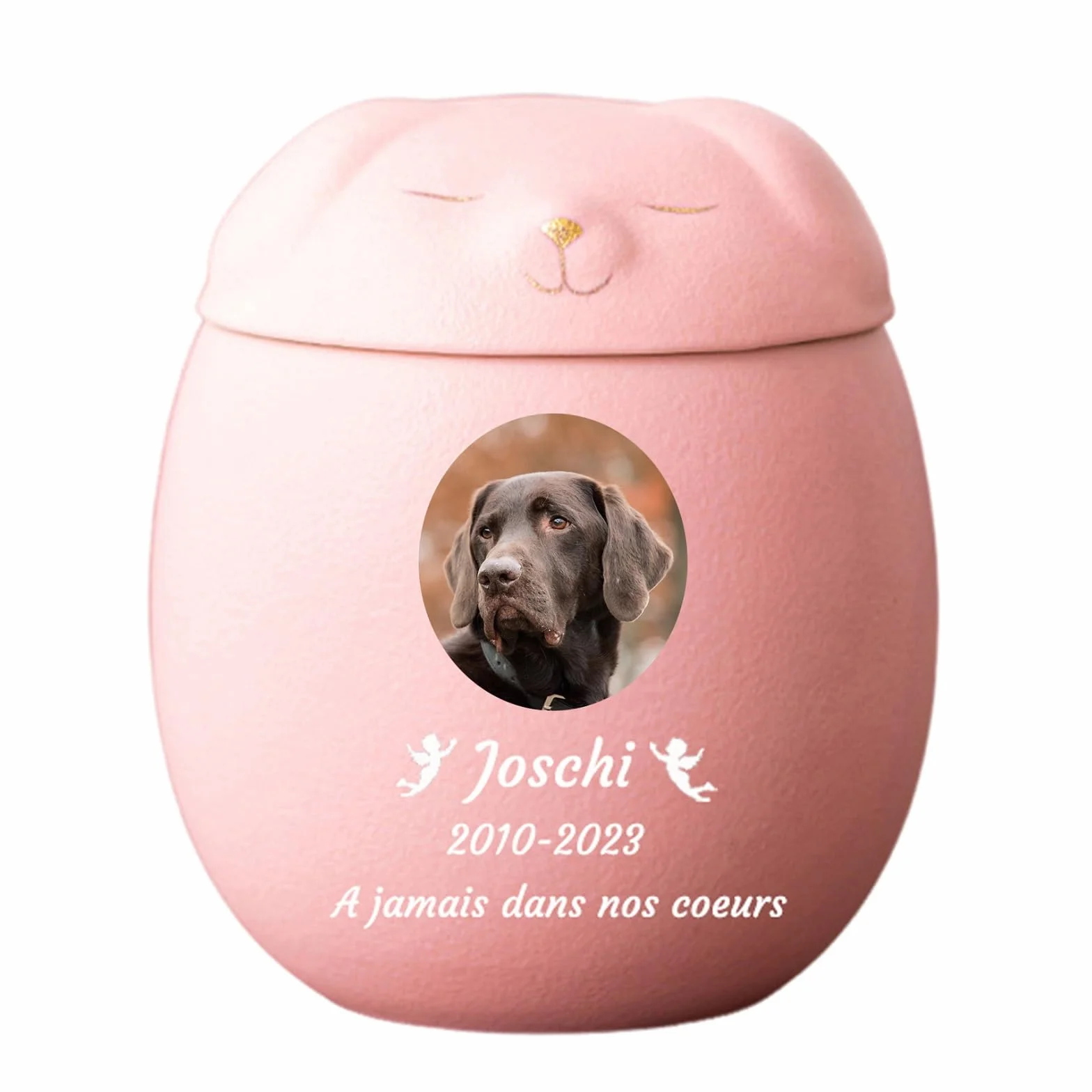 Urne per Cani per Ceneri Personalizzate - Urne per Cani Personalizzate - Urne in Ceramica per la cremazione di Animali Domestici Urne Commemorative per Cani,Rosa,Big
