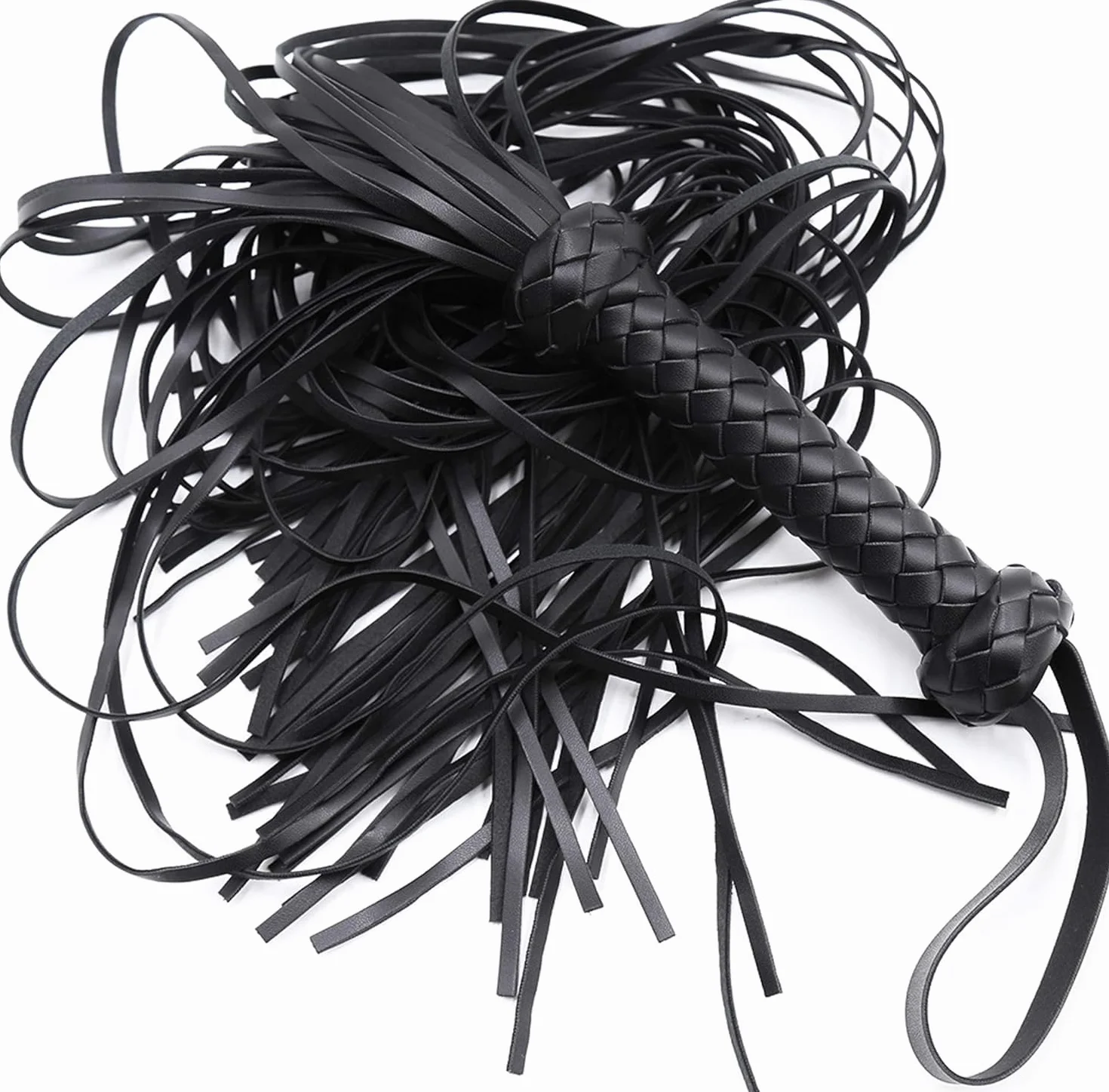 Frusta in Pelle Frusta Nappa Frusta da Equitazione con Impugnatura Antiscivolo Frusta in Pelle, utilizzata per spettacoli teatrali (Nero)