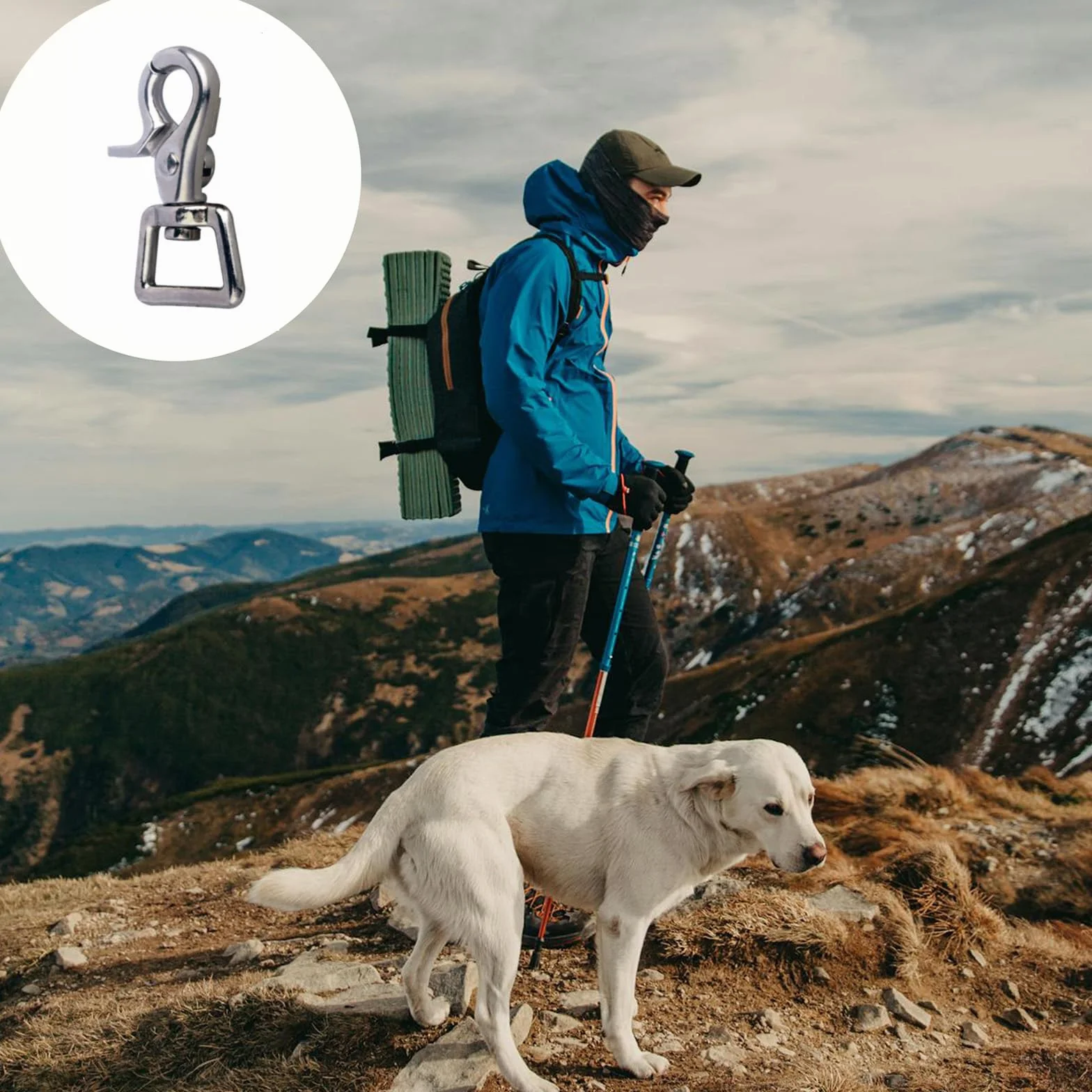 Set di 2 Moschettoni a Forbice Girevoli 360° - Snap Versatili per Cani, Campeggio, Escursionismo e Fai da Te