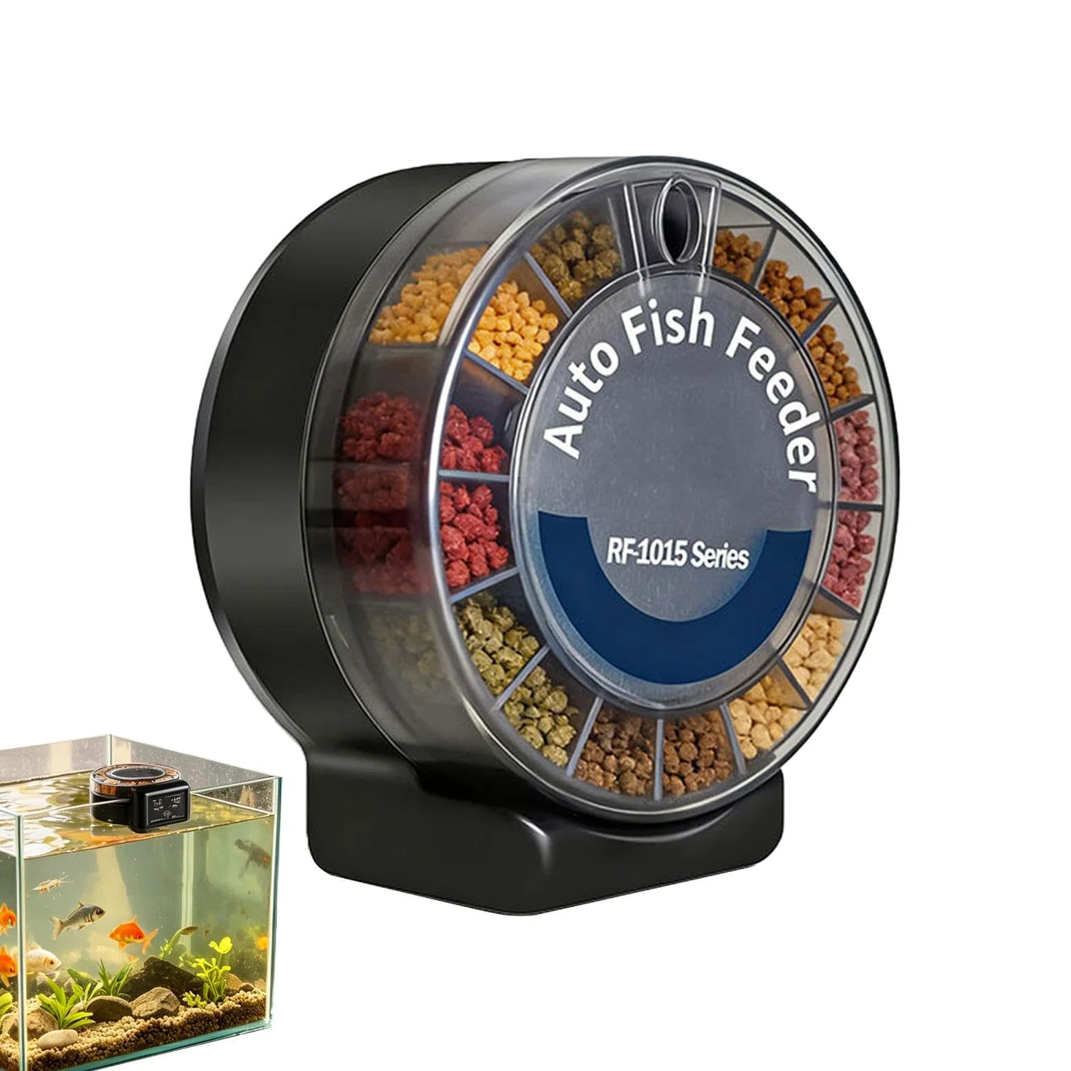 Mangiatoia automatica per acquario con scomparti separati e ermetica | Mangiatoia elettronica per pesci, da 105 ml, per le vacanze, le tartarughe, il laghetto da giardino e gli animali domestici