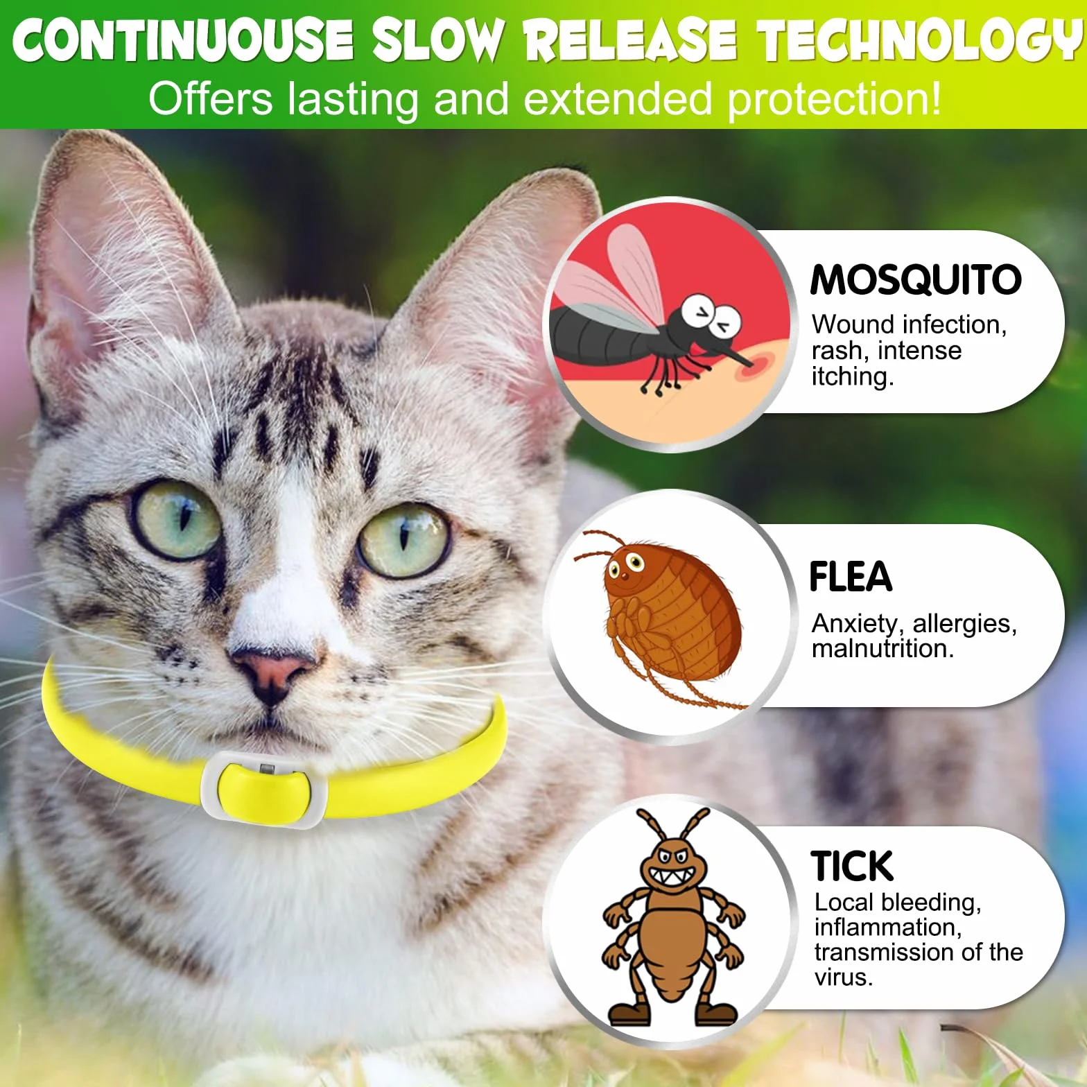 Collare Di Zecca Per Gatti, Collare Di 4Pack Per Gatti Con, Sicuro Ed Efficace Per Il Controllo Delle Pulci E Zecche, Design Impermeabile E Rimovibile, Protezione Di 24 Mesi Per Tutti I Gatti