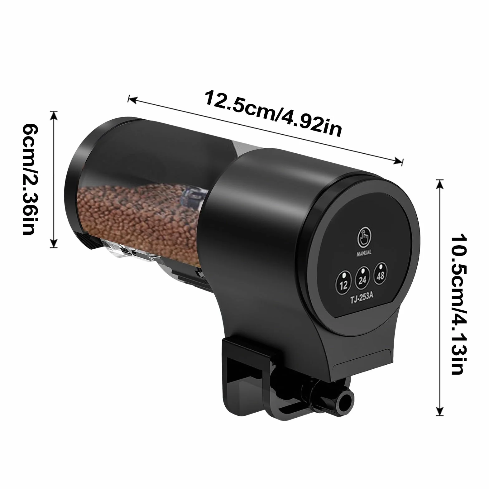 Alimentatore Automatico per Pesci - Mangiatoia Automatica E Manuale Per Acquario | Capacità 100ml Dispensazione Temporizzata 12H 24H 48H Per Gamberetti Tartarughe Tetra Koi Betta