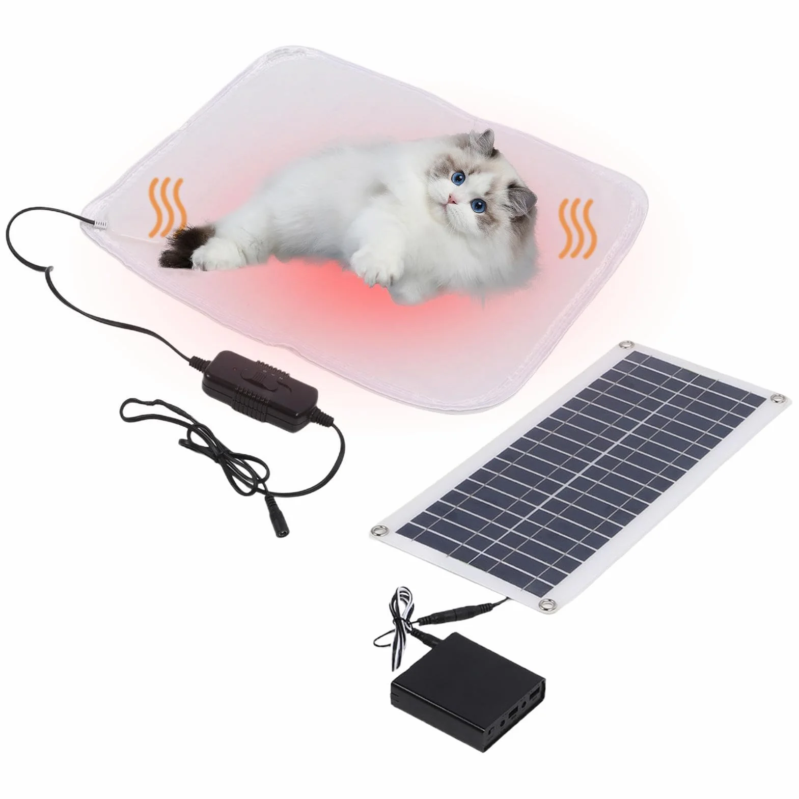 Letto per cani riscaldato ad energia solare, cuscino riscaldante solare per gatti - cuscini riscaldati impermeabili per animali domestici 100 W - letto riscaldante regolabile per gatti, cuscino