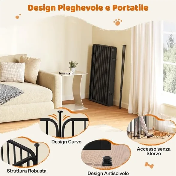 Yaheetech Recinto per Cani 6 Pannelli 100 cm Metallo Casa Giardino