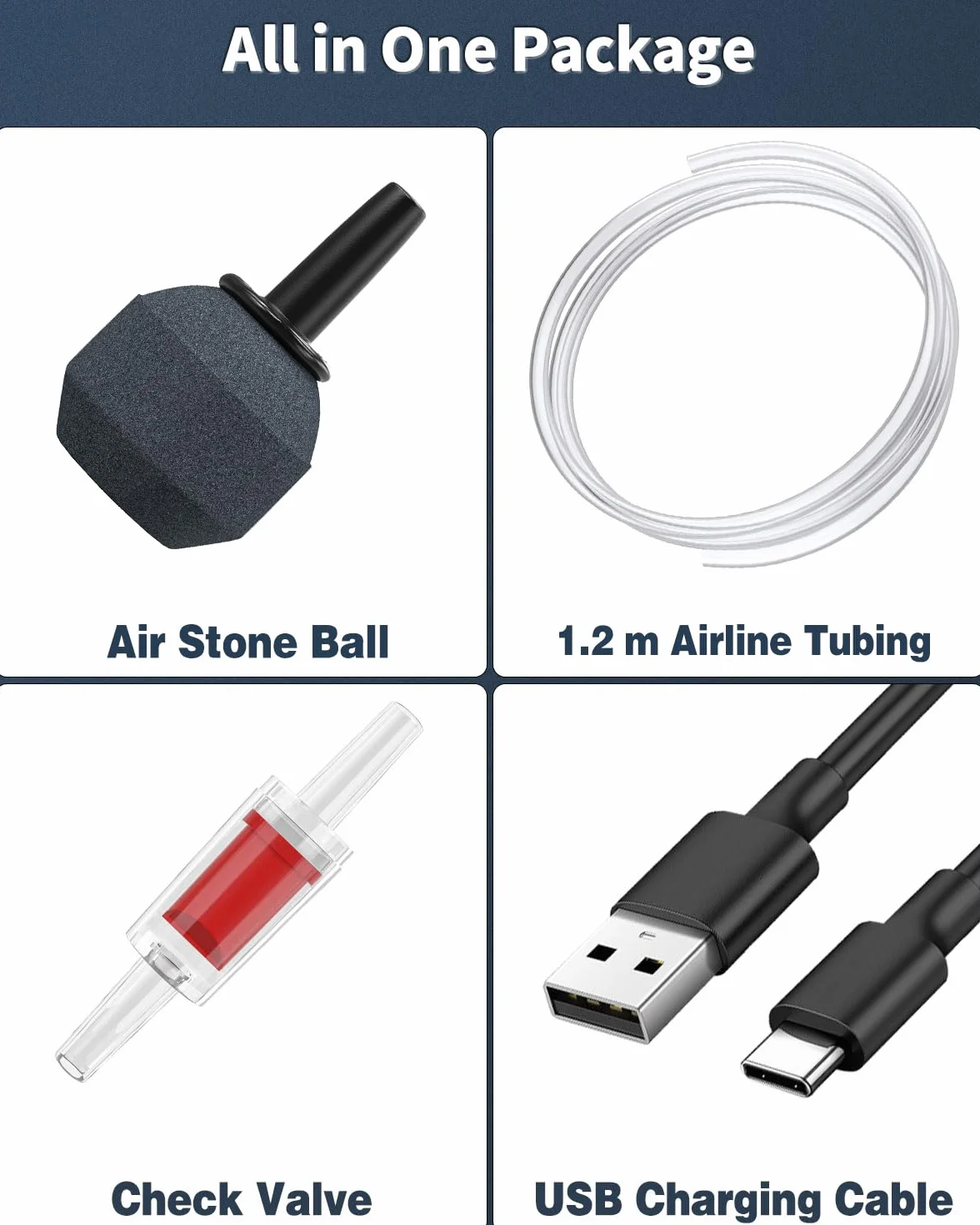 Pawfly Ossigenatore per Acquario a batteria al litio, Pompa d'aria ricaricabile USB per serbatoi di pesce da 20-500 L Aeratore portatile silenzioso per la Pesca all'Aperto e Interruzione di Corrente