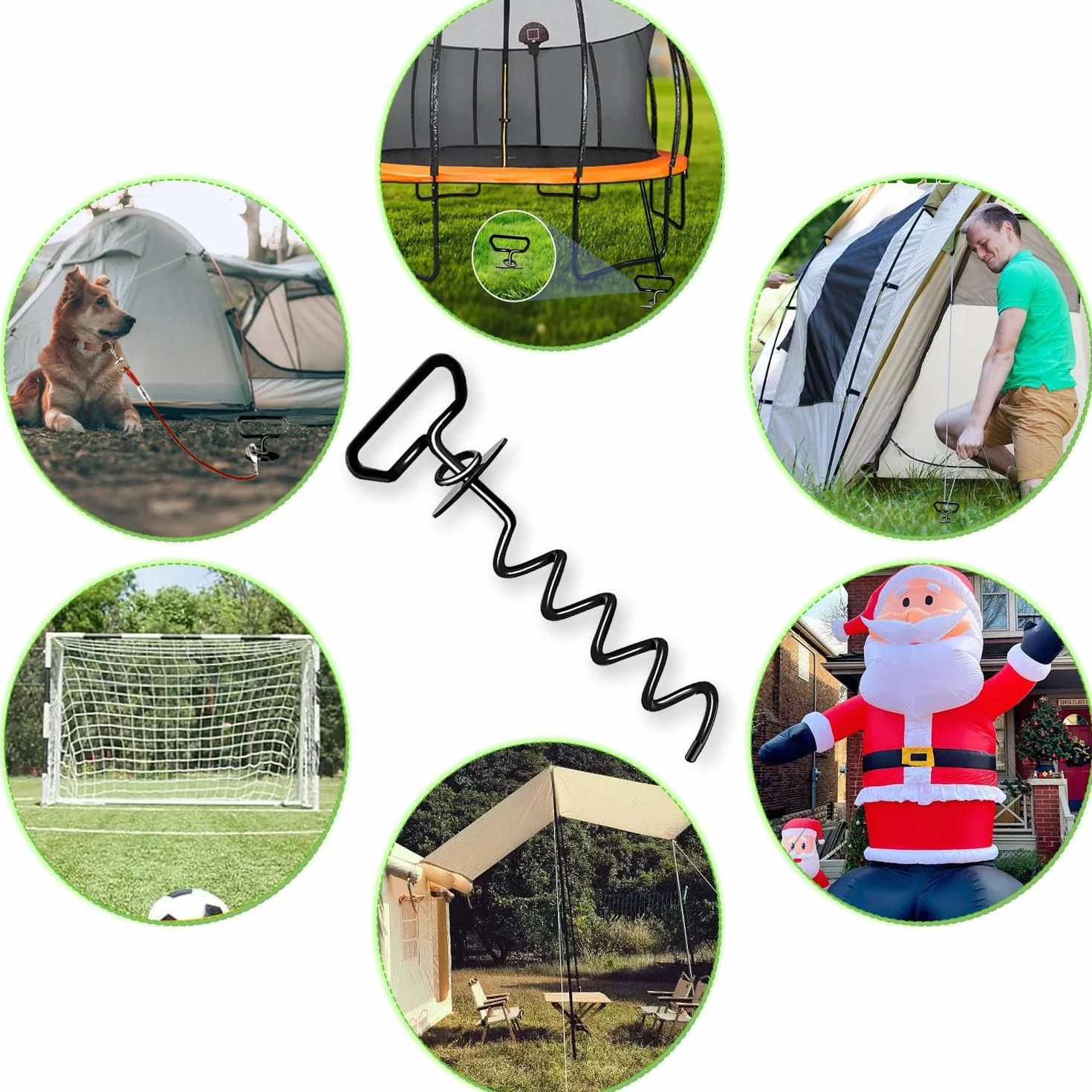 Ancoraggio a Terra per Cani, Picchetto a Vite con Testa a Spirale, Senza Grovigli, Robusto Palo per Cani per Giardino, Prato, all'aperto