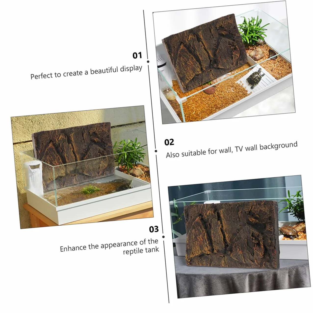 2 Pannelli Sfondo per Acquario Tartarughe in Materiale Pu 3d Altamente Realistico, Decorazione per Terrari Rettili, Adatto a Vasche per Tartarughe e Acquari di Piccoli Animali
