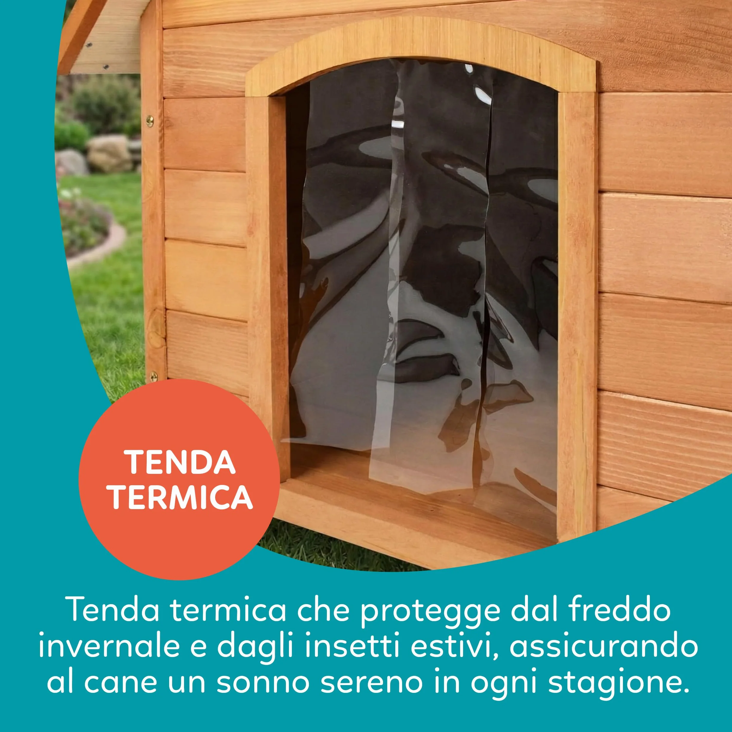 AQPET Cuccia per Cani in Legno M Impermeabile Isolata 87x116x96h cm