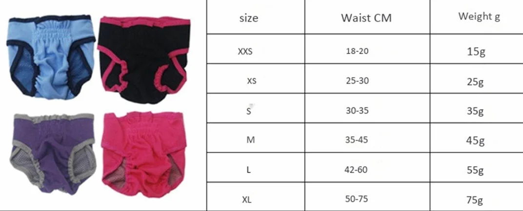 Pantaloni per Pannolini Lavabili Riutilizzabili per Pannolini per L'igiene del Cucciolo di Cane Femmina,Pink,XS