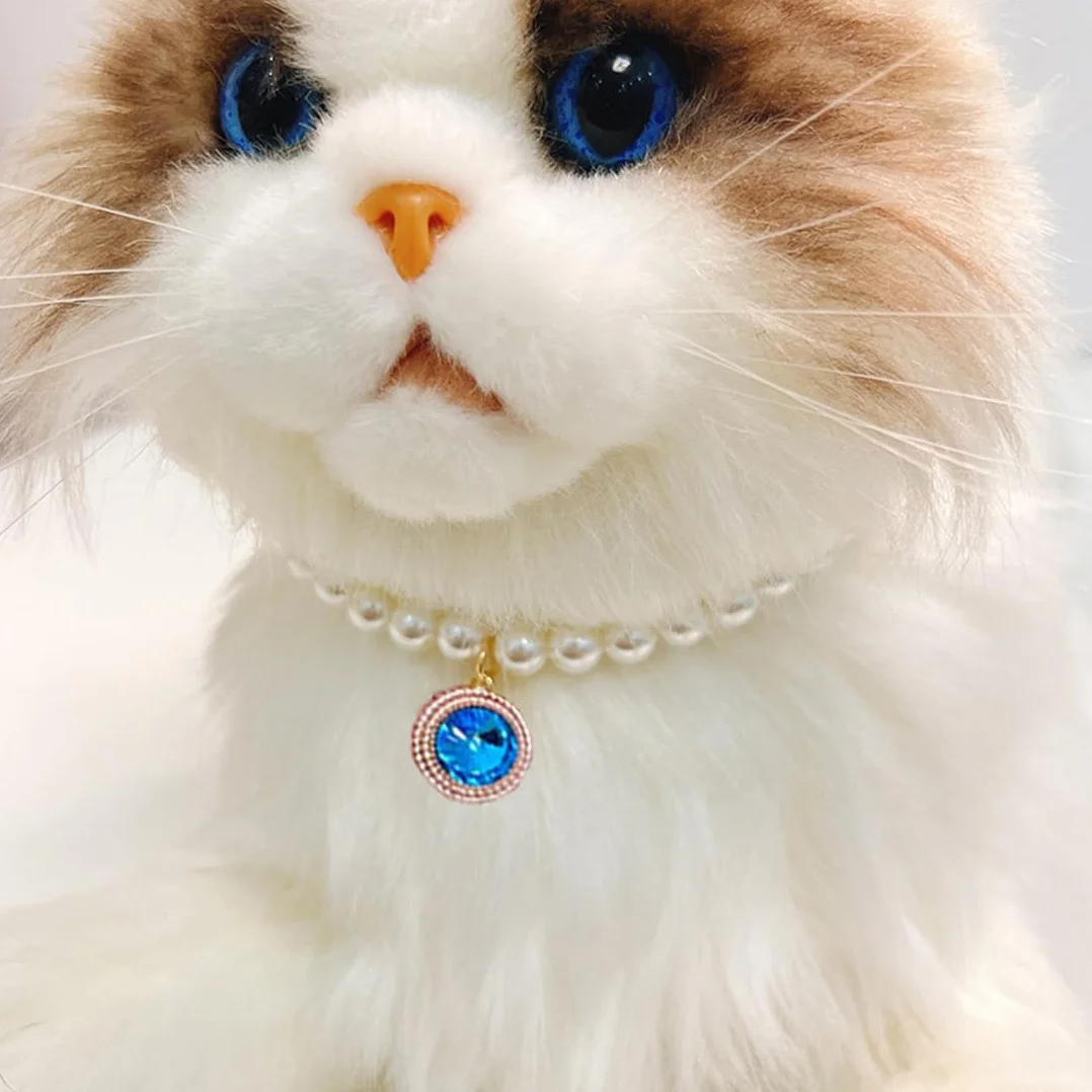 Collana per Cani Piccola Taglia Gatti Regolabile Perle Fantasia Gioielli Bling Strass Collare Papillon Chihuahua