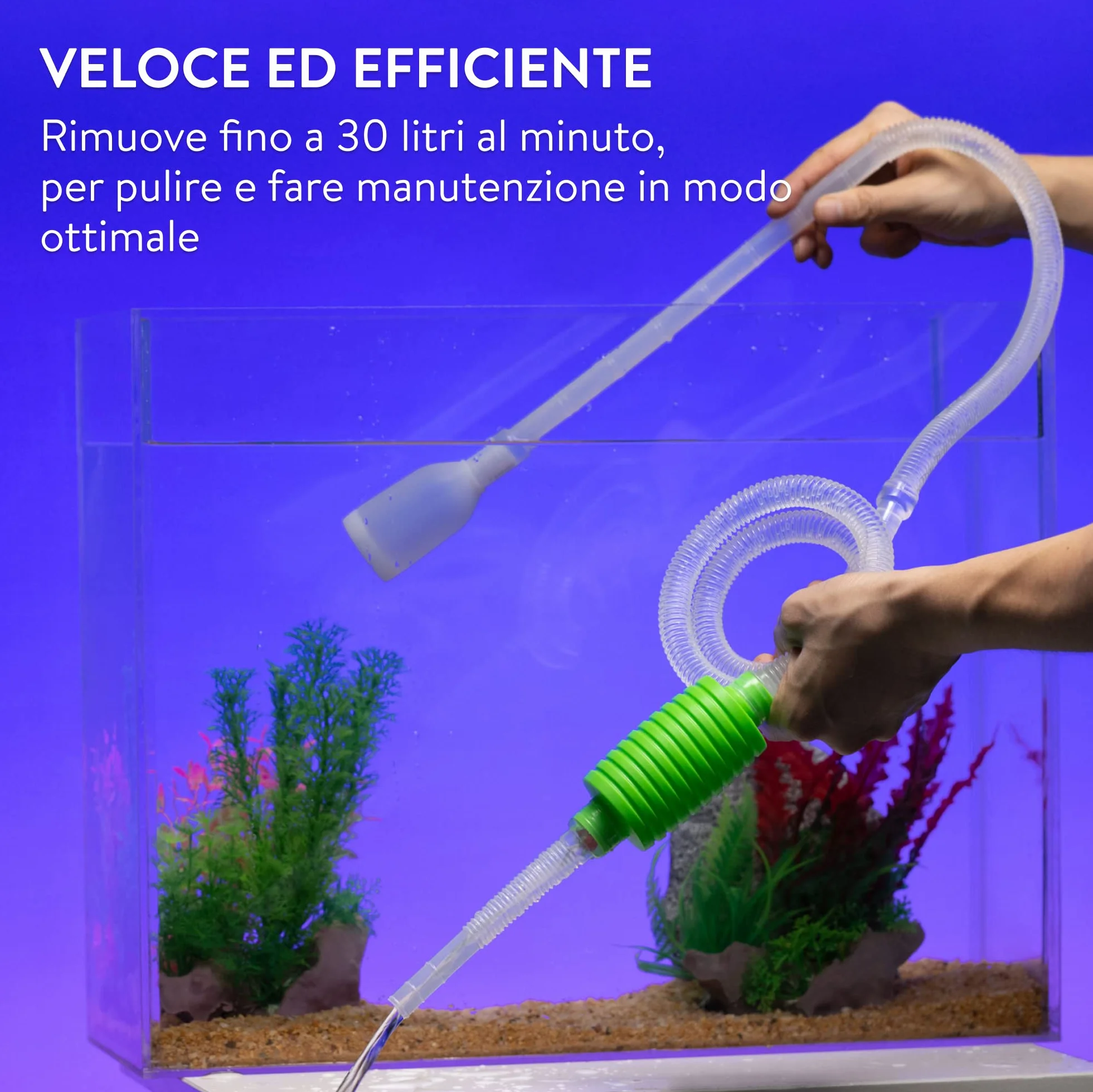 Luigi's Sifone Acquario Pompa Pulizia Acquario Manuale Aspirarifiuti Fondo Svuotare Cambiare Acqua Aspiratore Veloce Sicuro Accessori Acquari Pesci Rossi