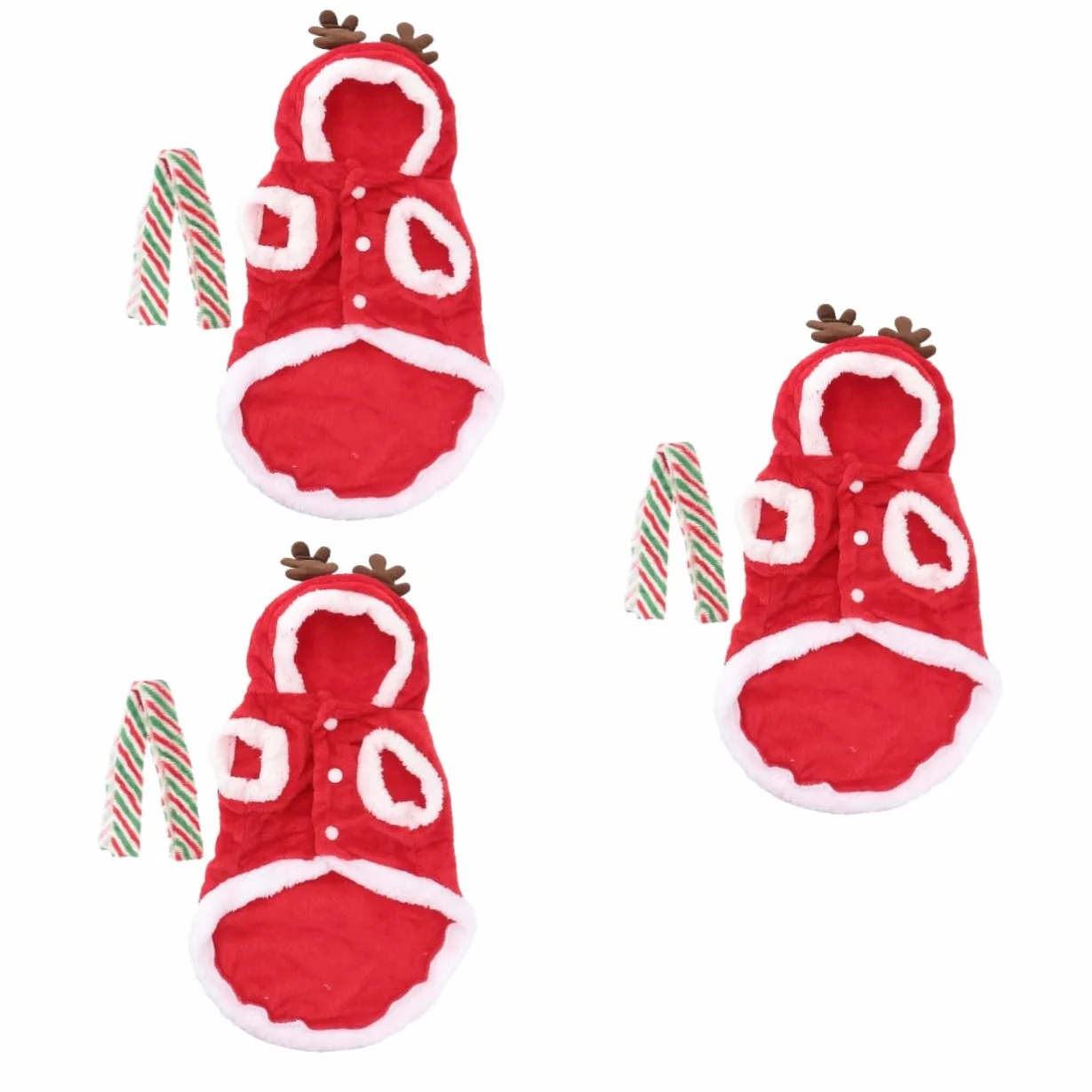 BESPORTBLE 3pezzi Costume Per Cani Flanella Con Motivo Renna Per Natale Cappotto Con Cappuccio Abbigliamento Per Animali Da Compagnia Per Autunno e Inverno Taglia